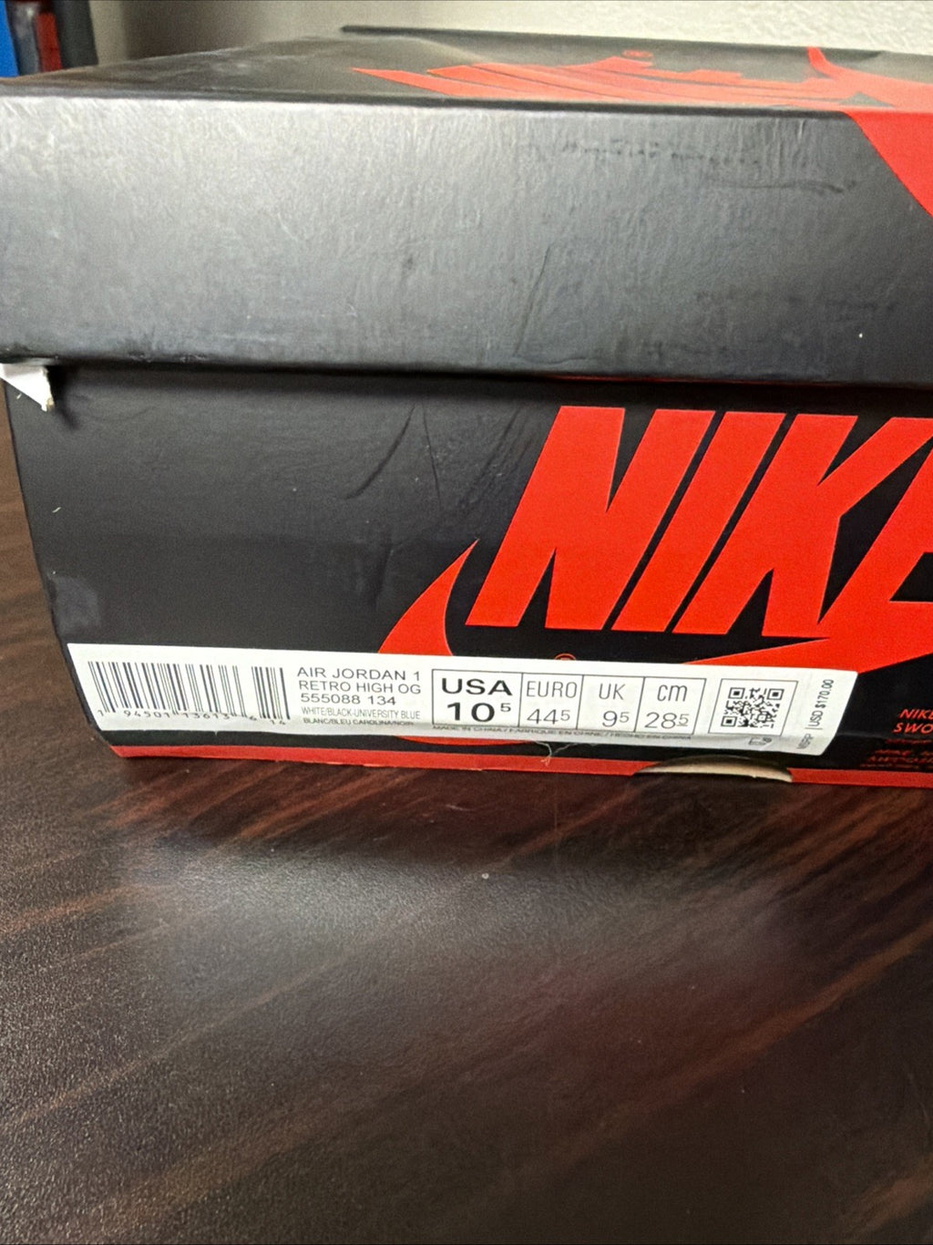 Air Jordan 1 High 'University Blue' Men's Size 10.5 NEW Sneakers 555088-134