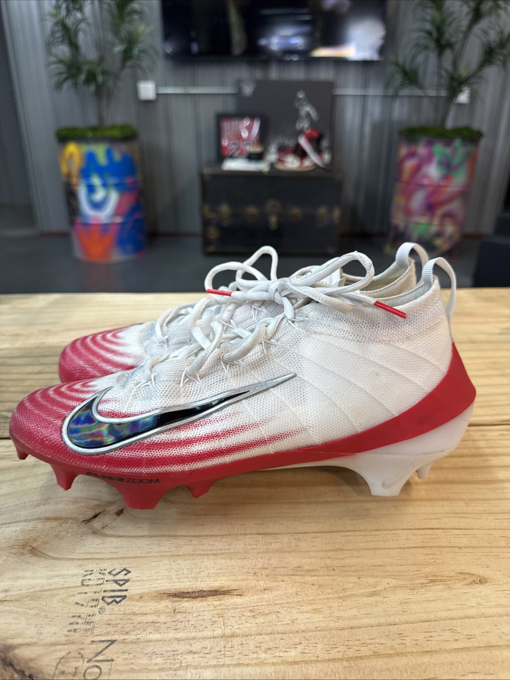 Size 8 - Nike Vapor Elite 1 Football Cleats White University Red