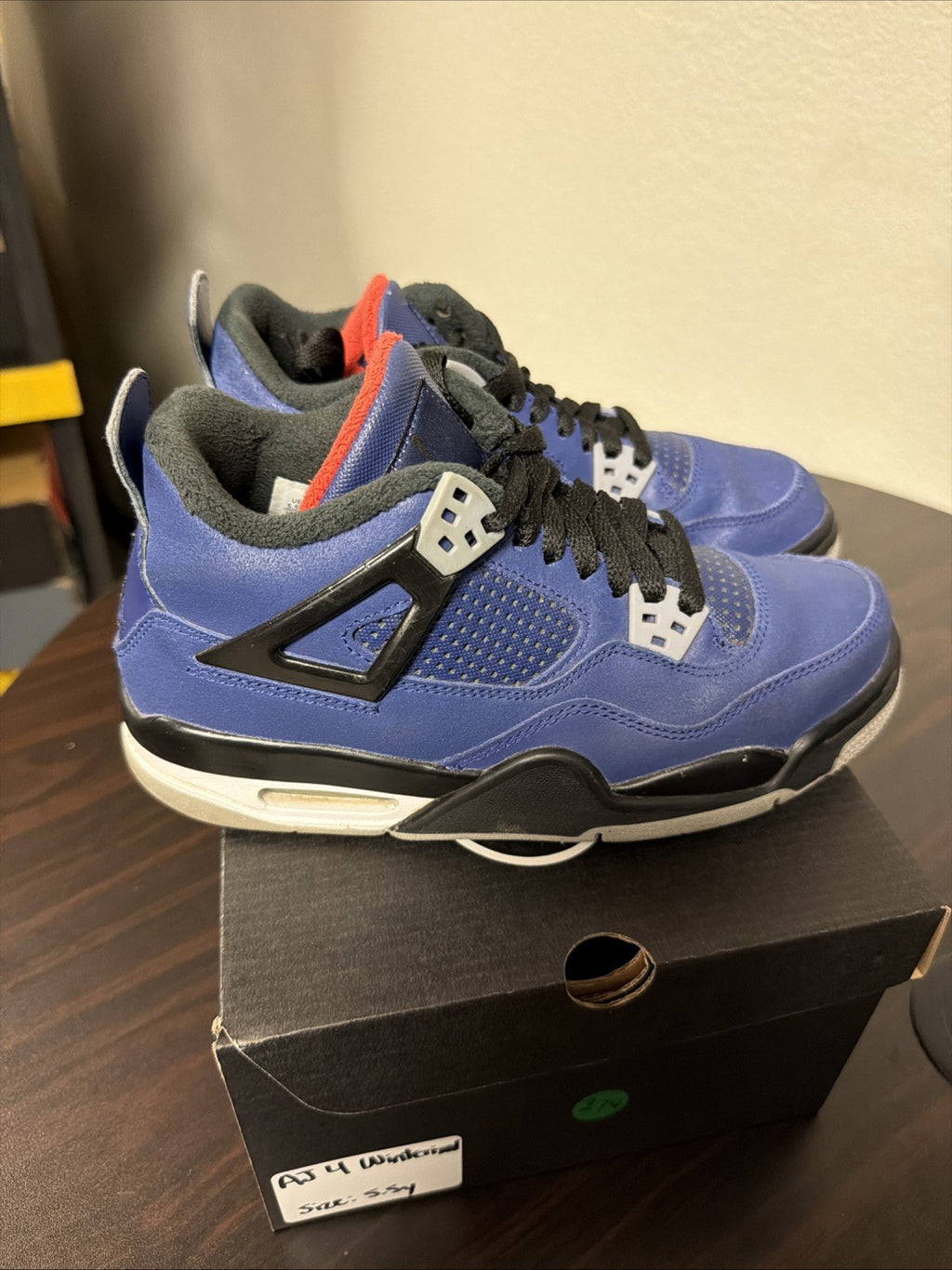 Nike Air Jordan 4 Retro Winter GS Loyal Blue CQ9745-401 Size 5.5Y Black Cat IV I