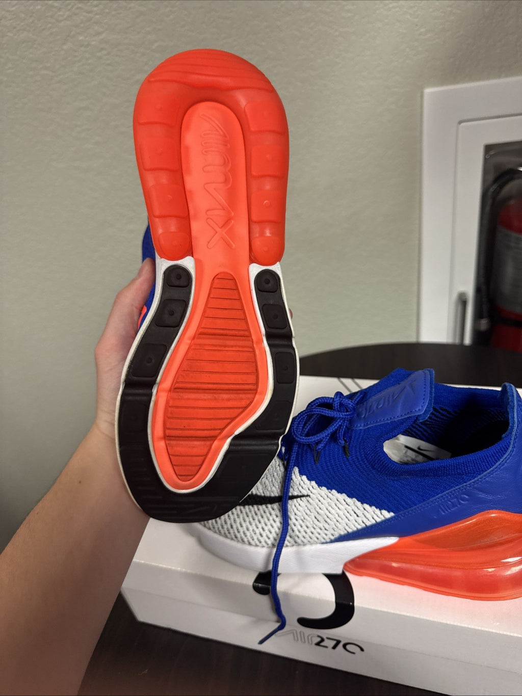 Nike Air Max 270 Flyknit “Racer Blue/Total Crimson Men Size 8