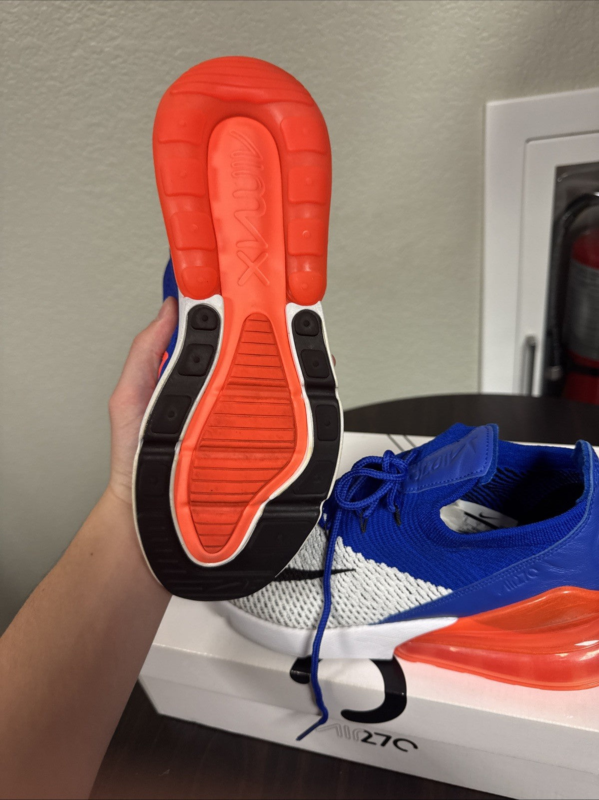 Nike Air Max 270 Flyknit “Racer Blue/Total Crimson Men Size 8