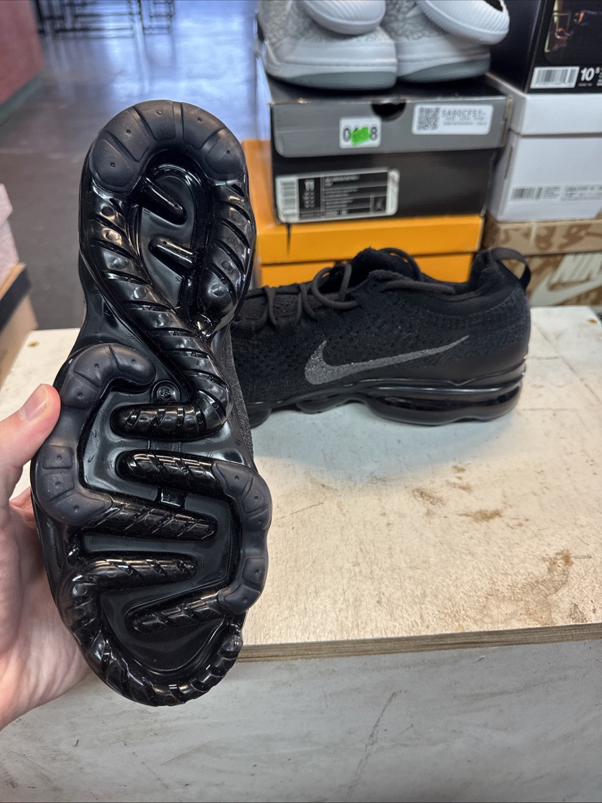 Wmns Size 10.5 - Nike Air Vapormax Flyknit Triple Black | Replacement Box