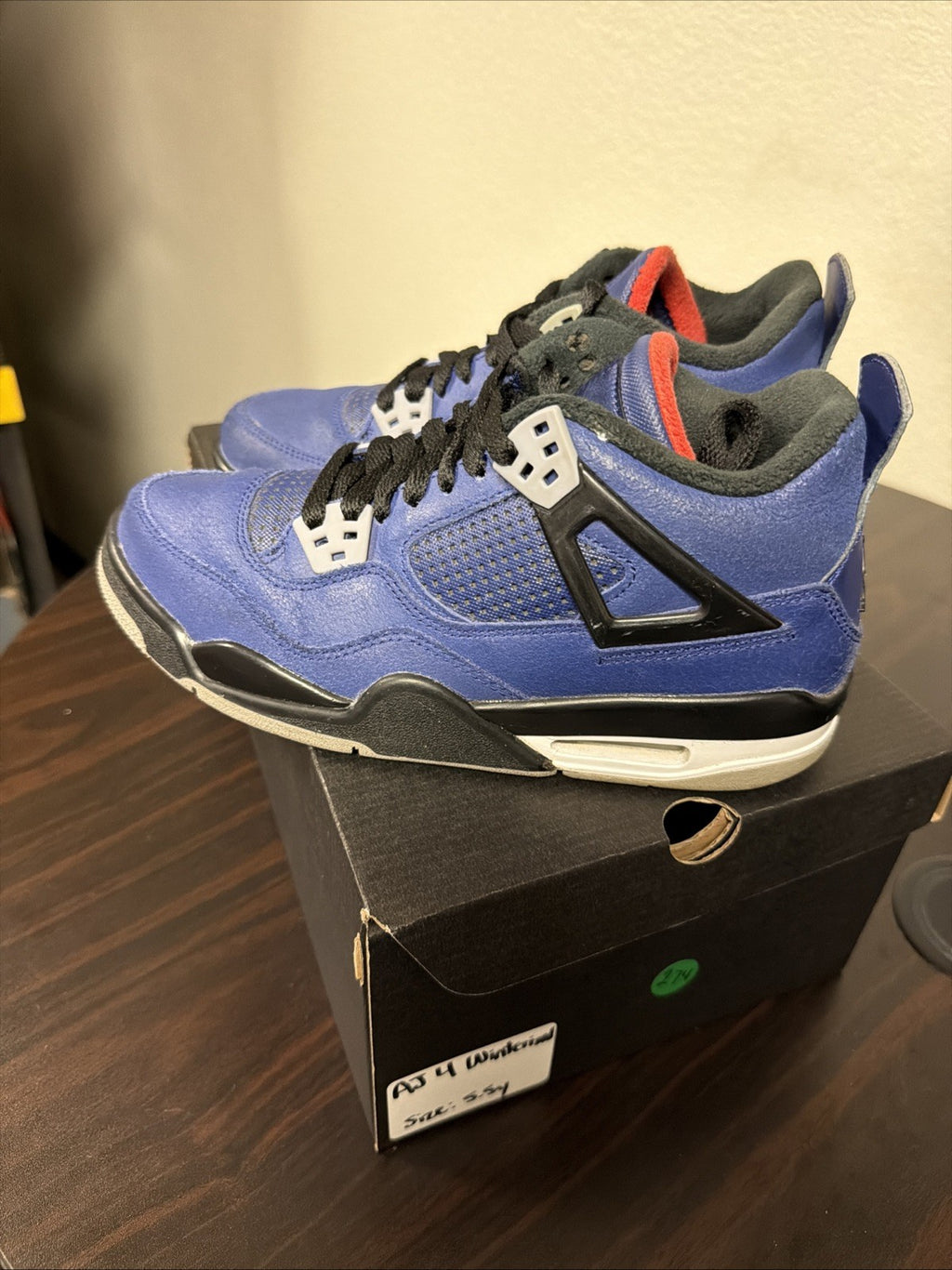 Nike Air Jordan 4 Retro Winter GS Loyal Blue CQ9745-401 Size 5.5Y Black Cat IV I
