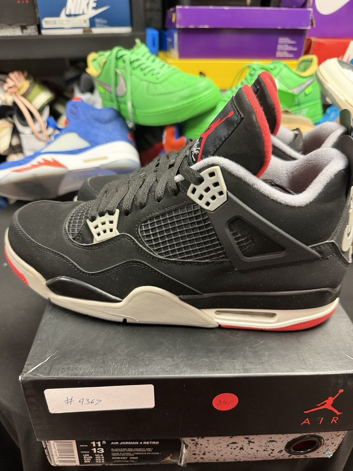 Air Jordan 4 Bred 2019 Men's White/Black Sneakers (245)