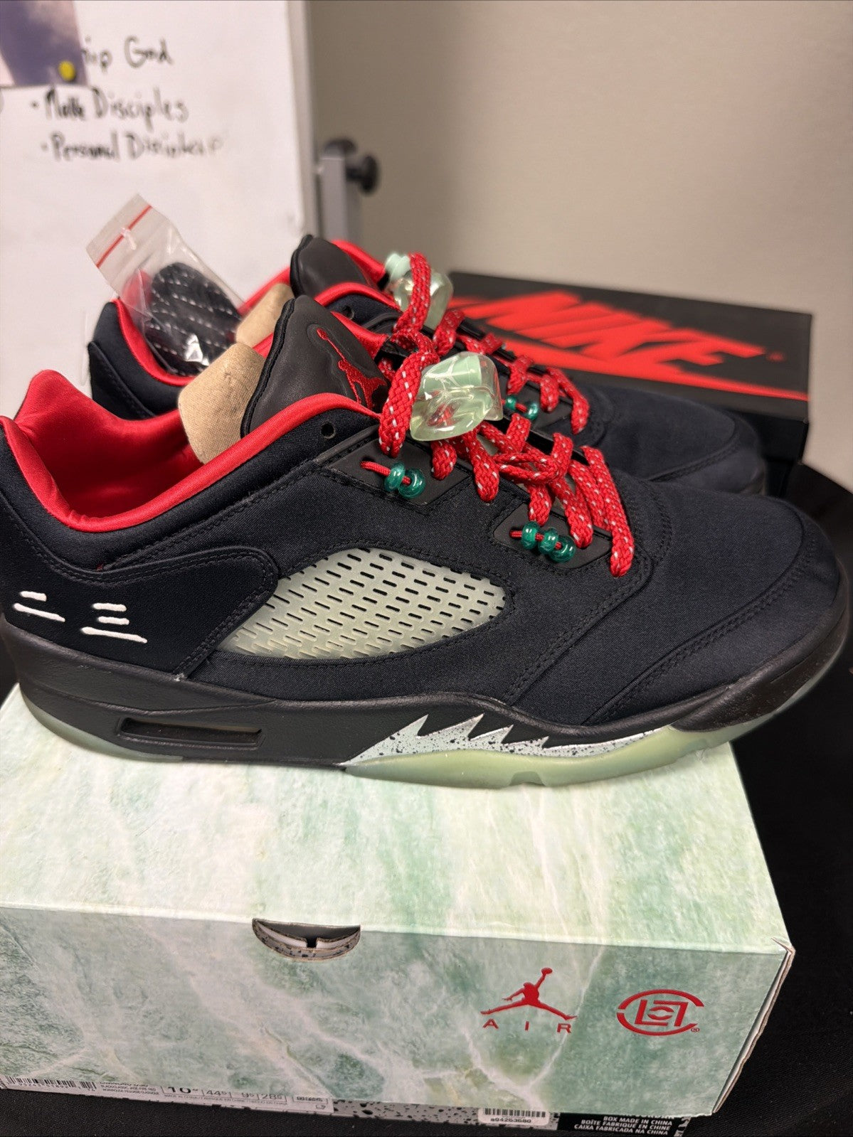 Size 10.5 Jordan 5 Low x Clot Anthracite Black Mens Lace Up Sneakers DM4640-036