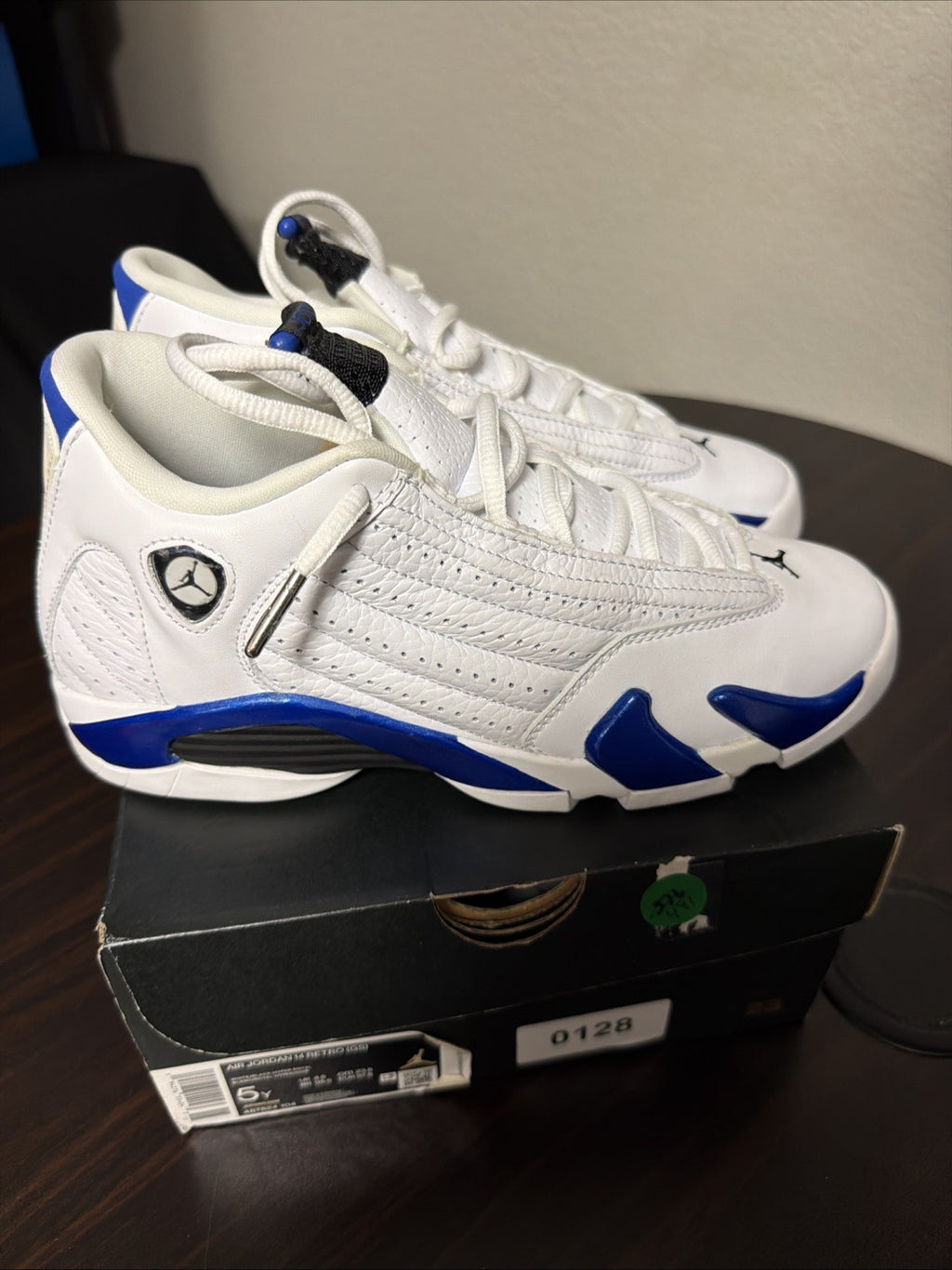 Jordan 14 Retro White Hyper Royal (GS) Childrens 5Y Womens 6.5 W/OG BOX EUC