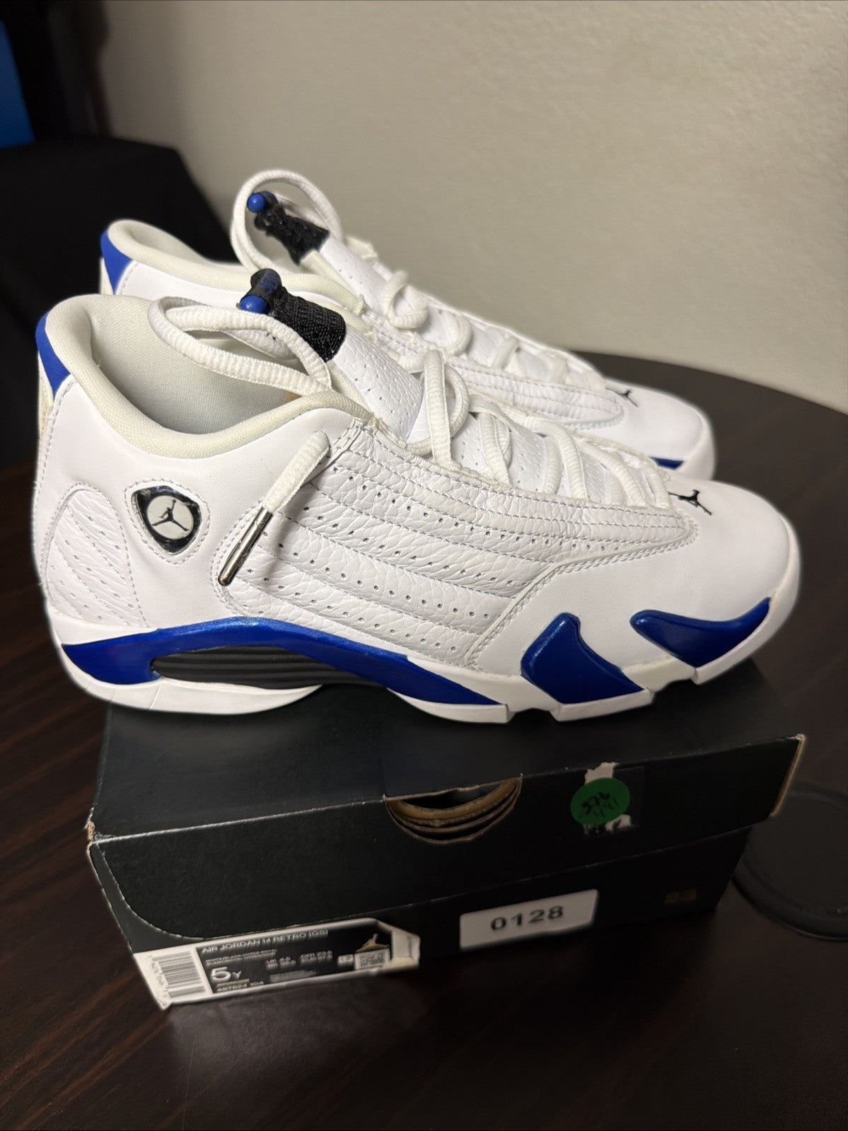 Jordan 14 Retro White Hyper Royal (GS) Childrens 5Y Womens 6.5 W/OG BOX EUC