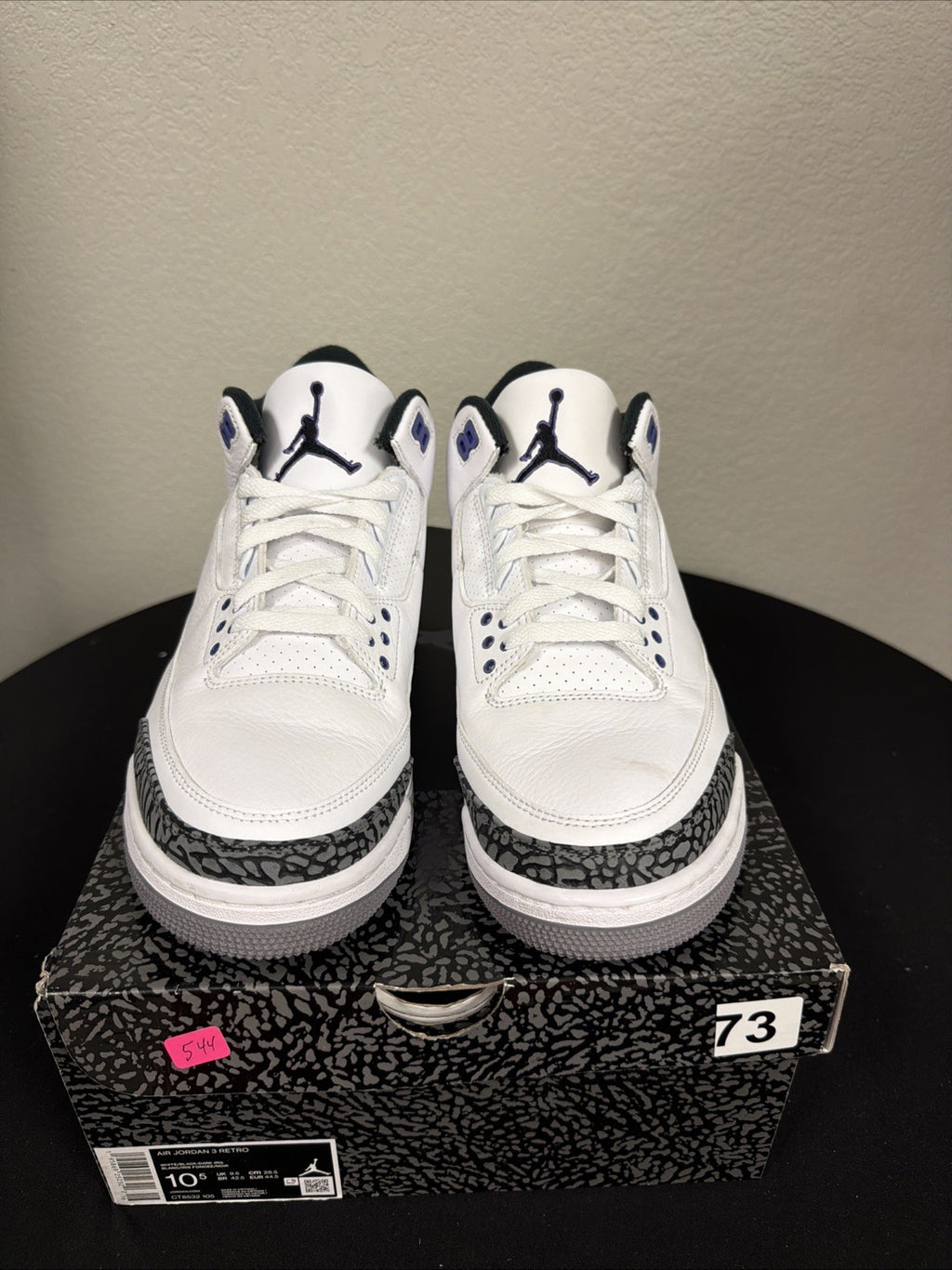 Air Jordan 3 Retro Dark Iris White Black Purple Men's Size 10.5 CT8532-105