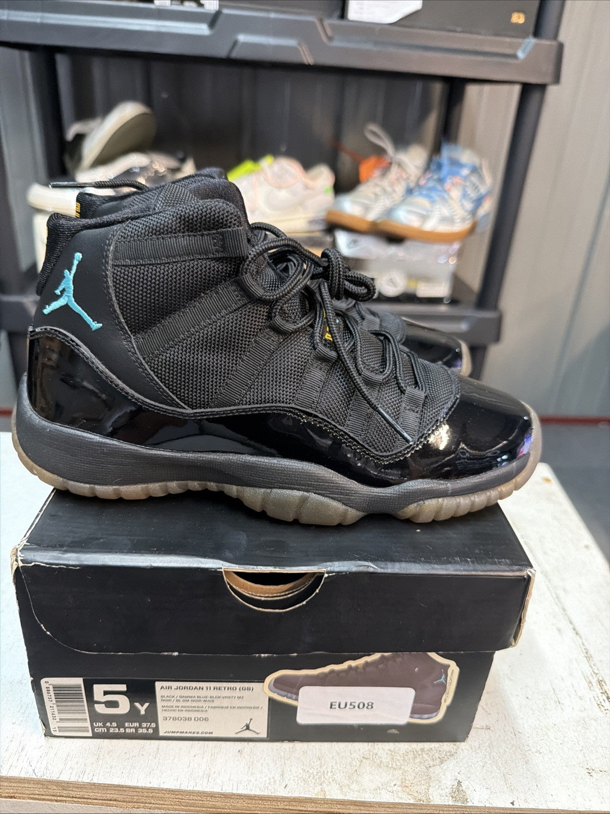 Air Jordan 11 Retro Gamma Blue Sneakers Black Patent Leather