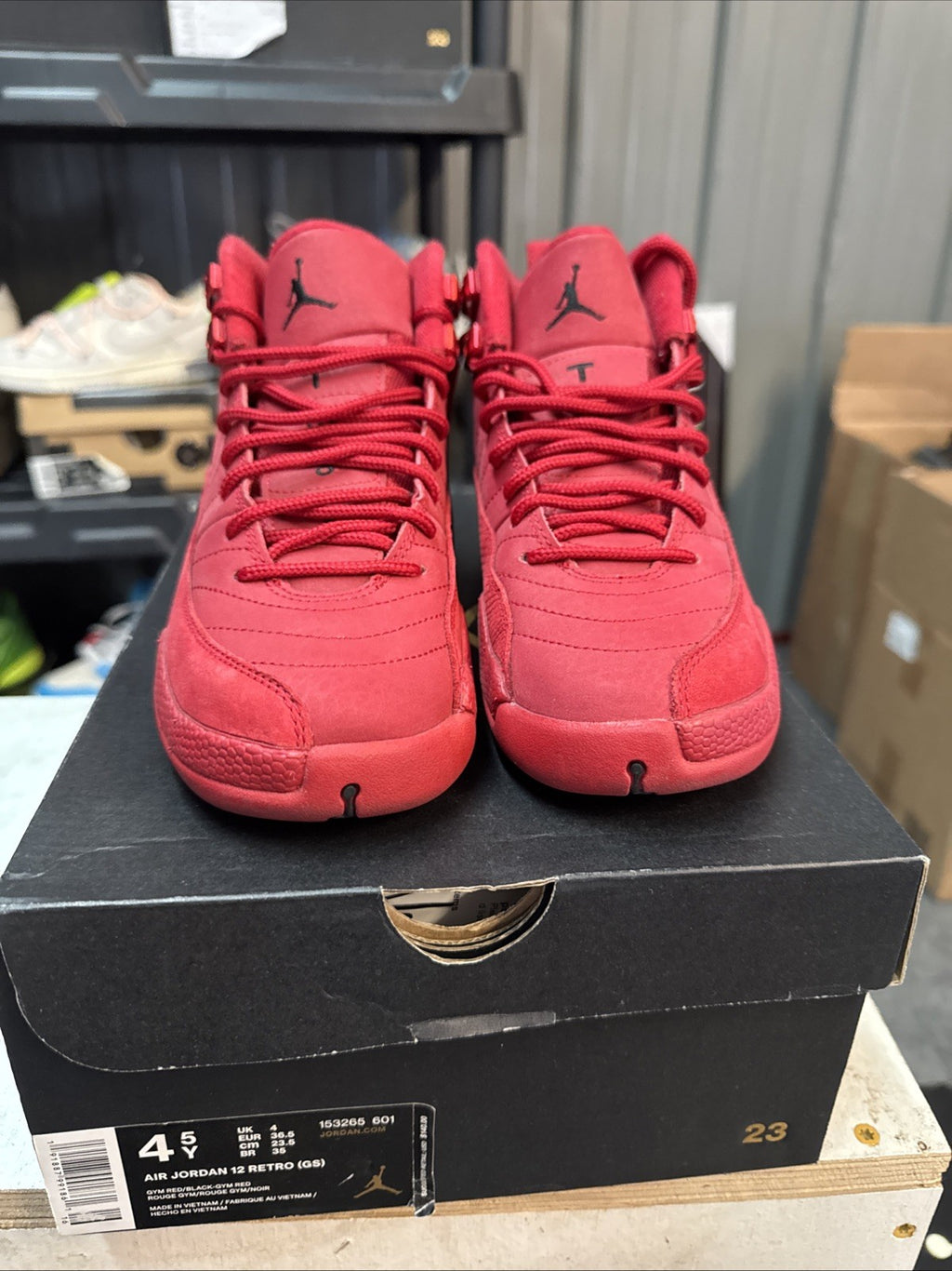 Size 4.5Y (GS) - Jordan 12 Retro Mid Gym Red
