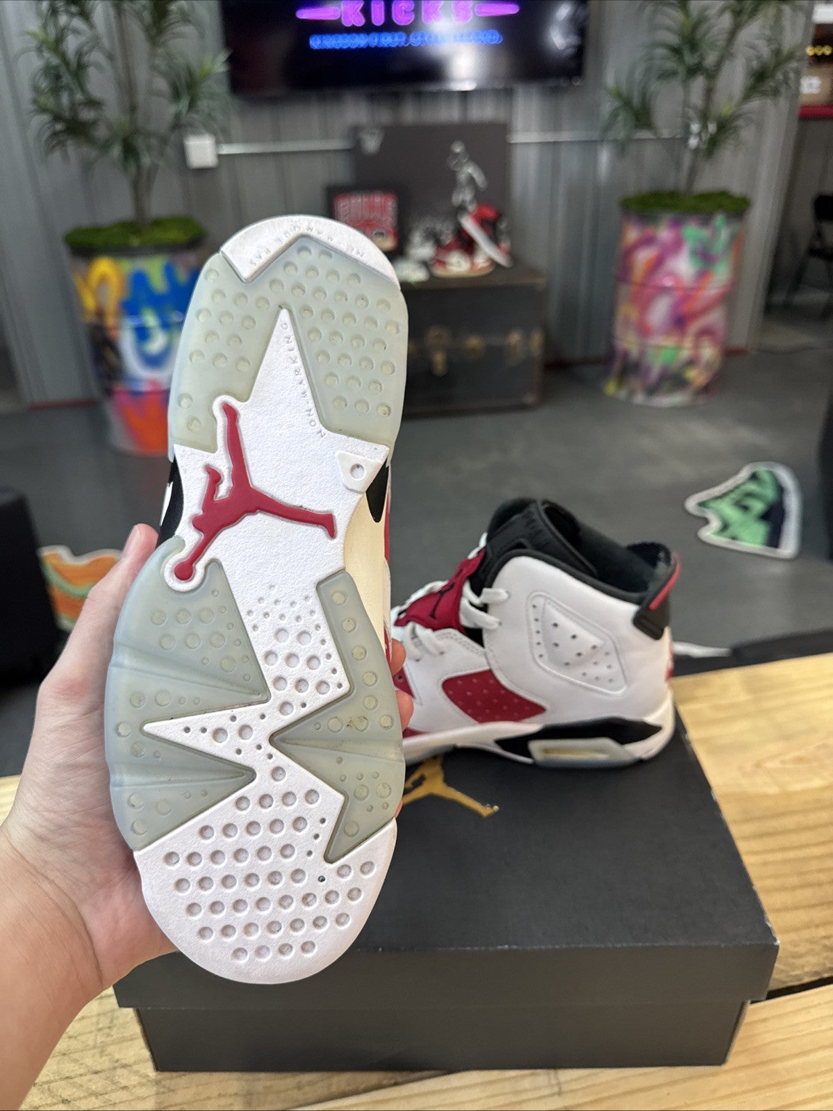 Size 7y - Nike Kids Jordan 6 Retro White Carmine Black