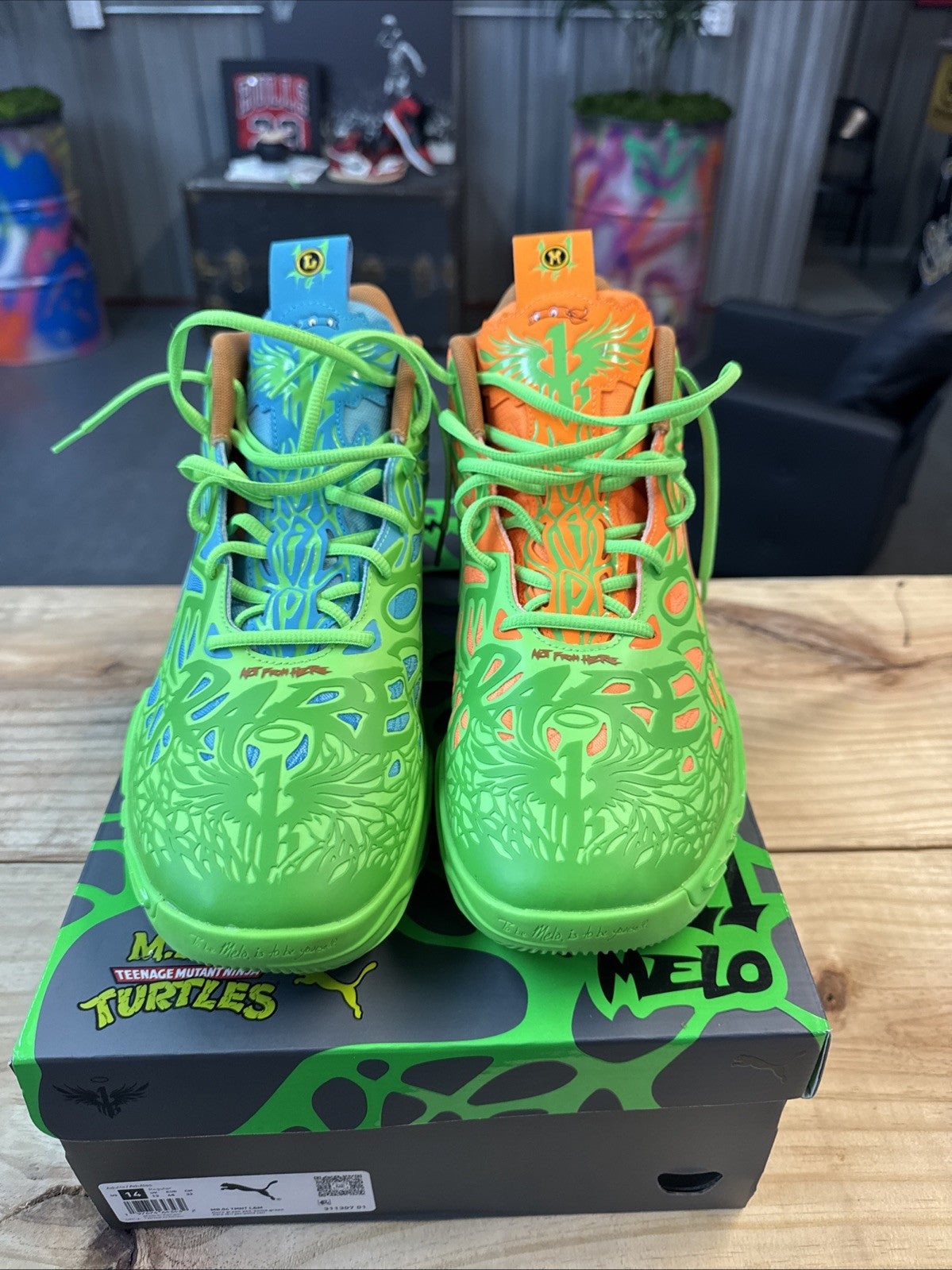SIZE 14 - Puma Lamelo Ball MB 04 TMNT Leonardo & Michelangelo | Wore Once