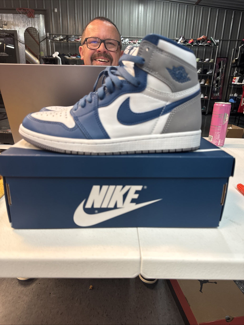 Size 8 - Nike Air Jordan 1 High Blue/White