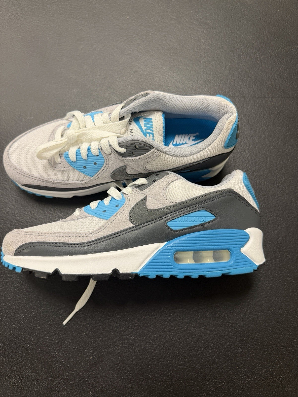 Nike Air Max 90 Men's Shoes (Platinum Tint/Blue Lightning/Wolf Grey/Iron Grey)
