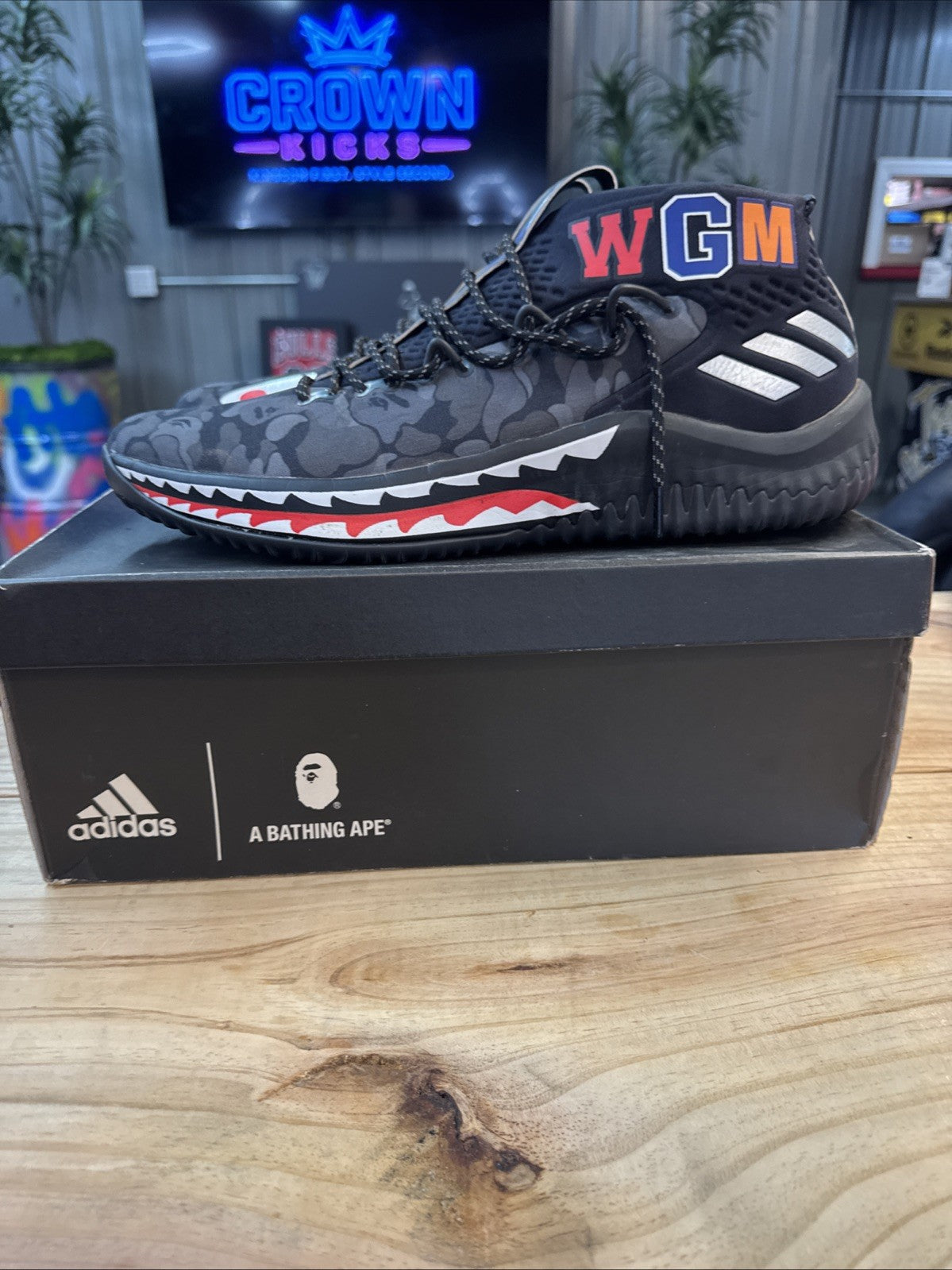 Size 15 - adidas Dame 4 x A Bathing Ape Black Camo 2018