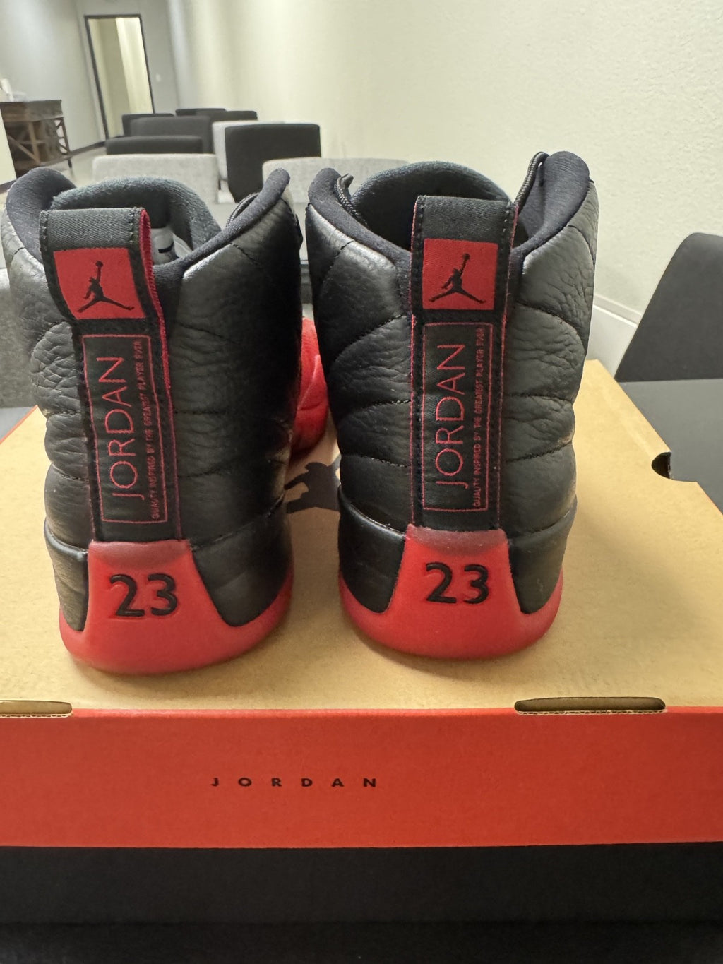 Jordan Air Jordan 12 Flu Game Black Red High Top Men's Basketball Sneakers