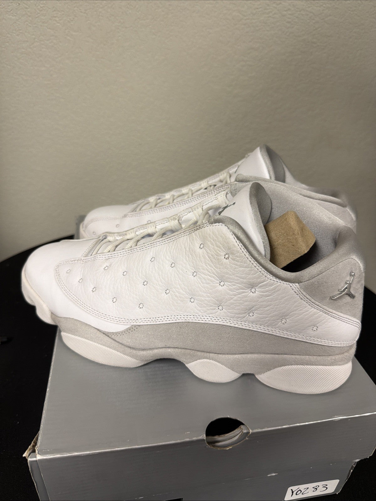 Men's 13 Air Jordan 13 Retro Low Pure Money White on Gray Silver Used Look New