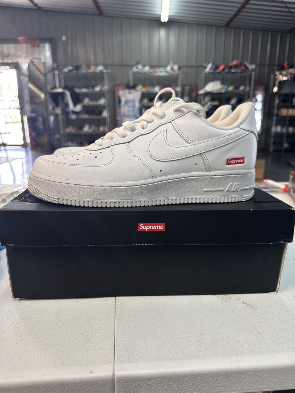 Size 10 - Nike Air Force 1 Low Supreme Box Logo White/White 2020