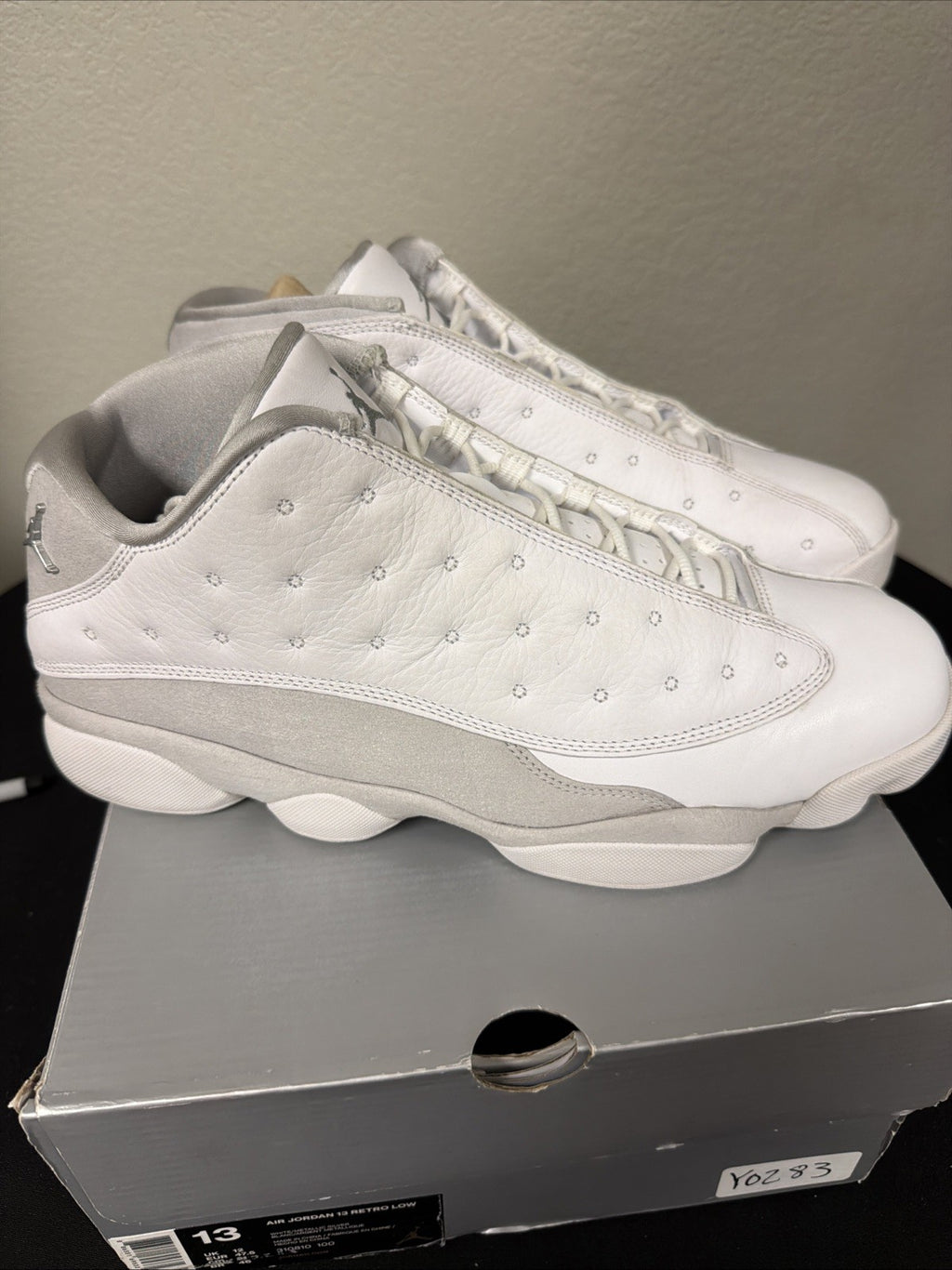 Men's 13 Air Jordan 13 Retro Low Pure Money White on Gray Silver Used Look New