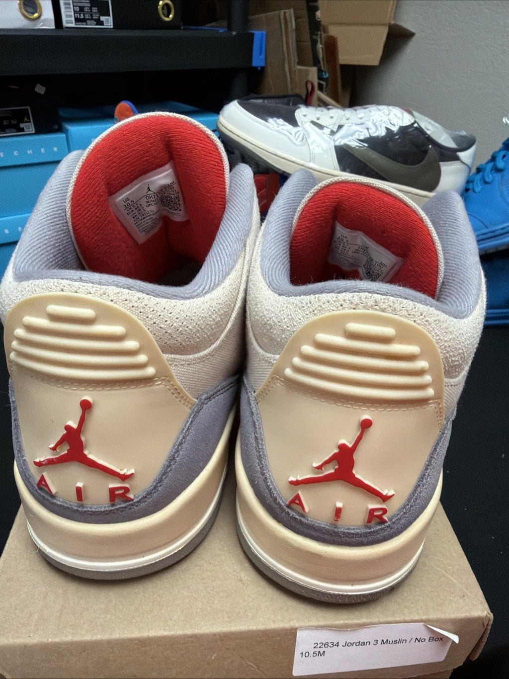 Nike Jordan 3 Retro SE Muslin Mens DH7139-100 Cream Grey Red Sneakers 10.5