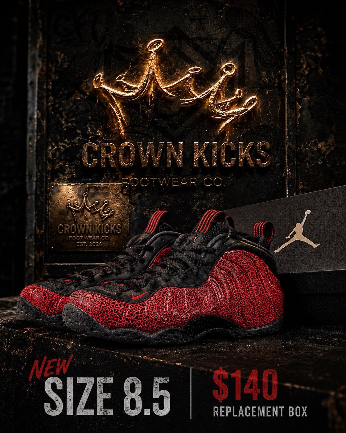 Nike Air Foamposite One Cracked Lava Size 8.5. 314996-014