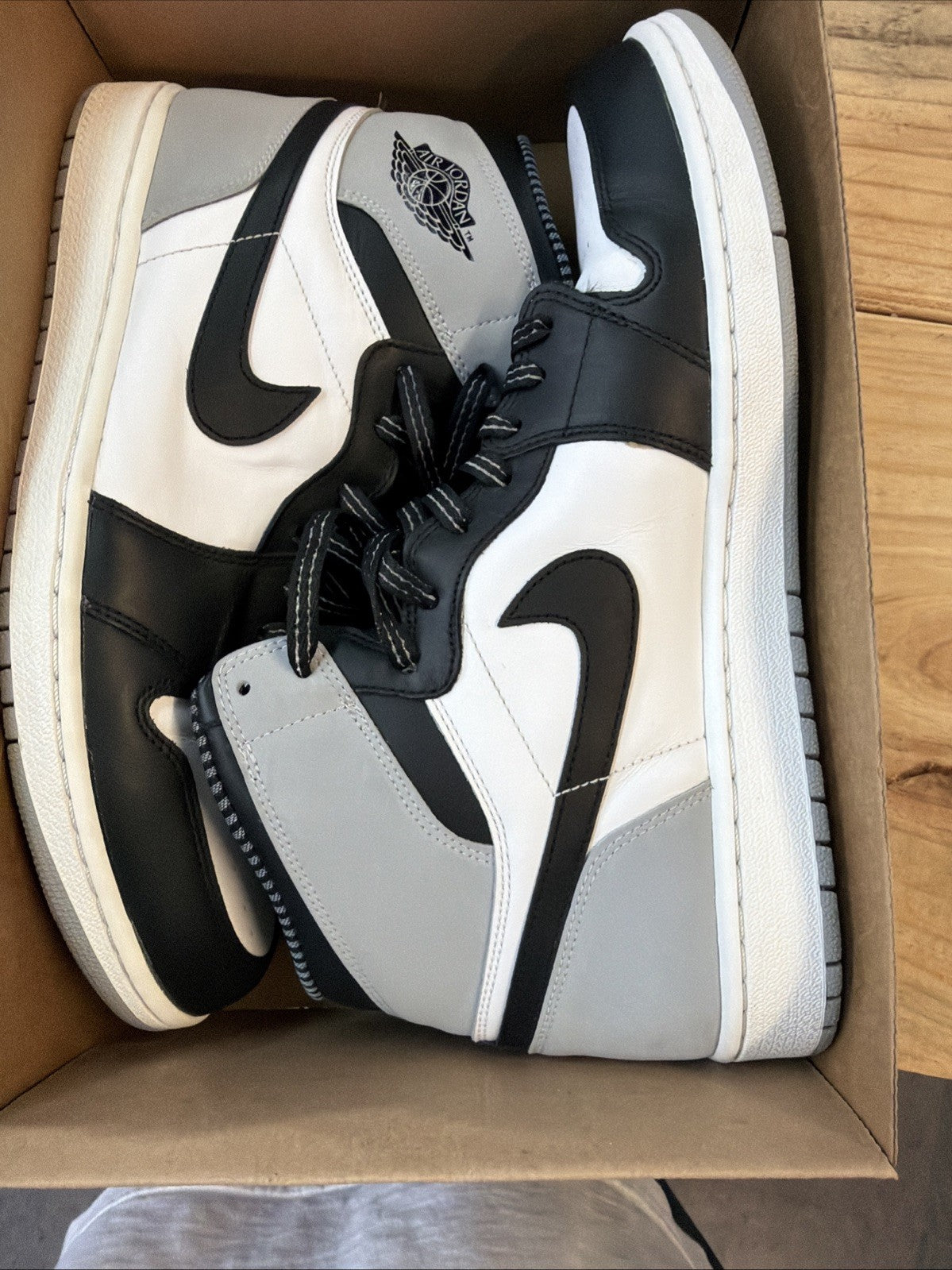 Jordan 1 Retro High OG Barons Mens 12.5 White Black Shoes Sneakers SAMPLE. RARE