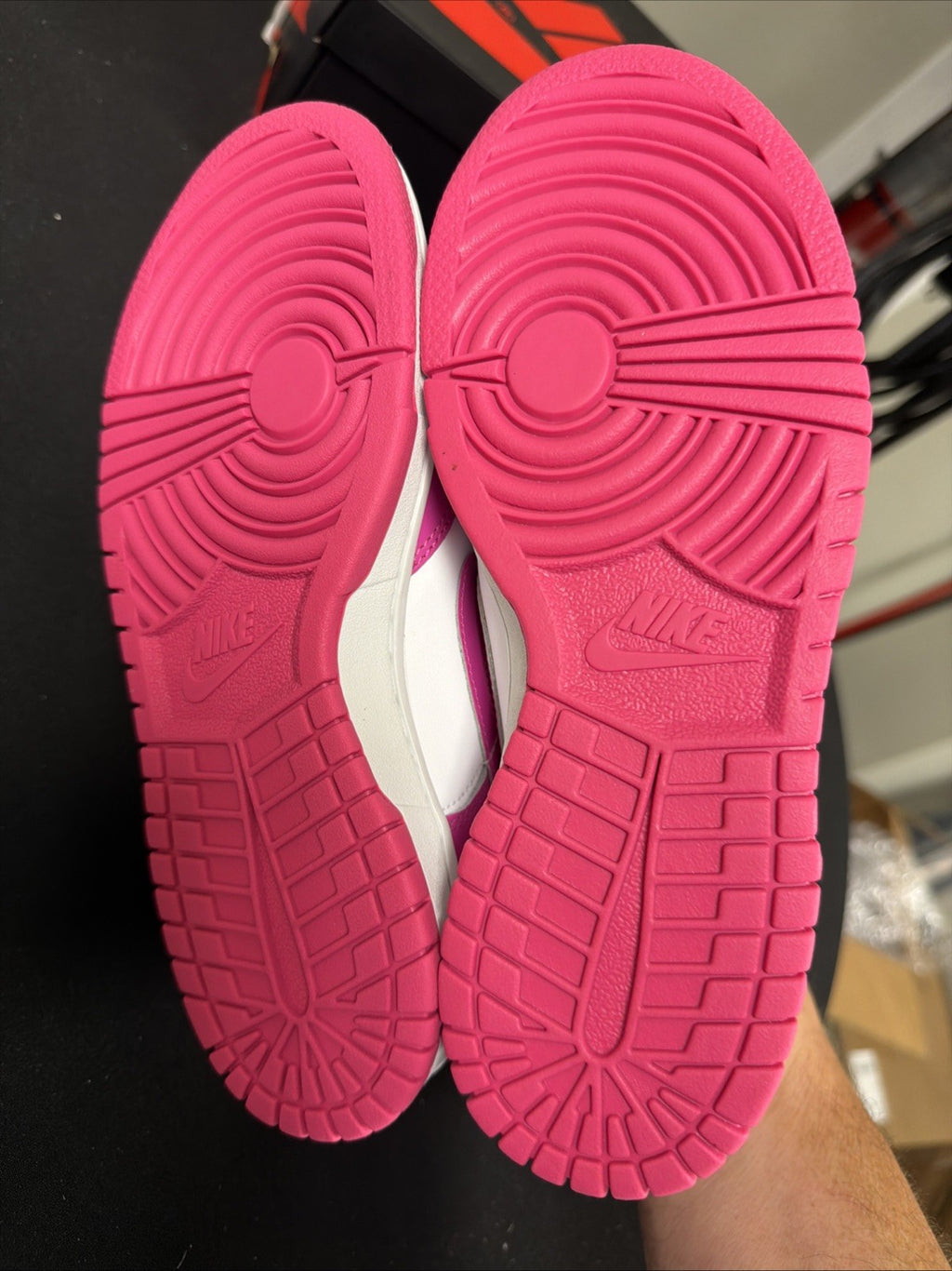 Nike Dunk Low (GS) Shoes White Pink Laser Fuchsia FB9109-102 Size 5Y, NEW