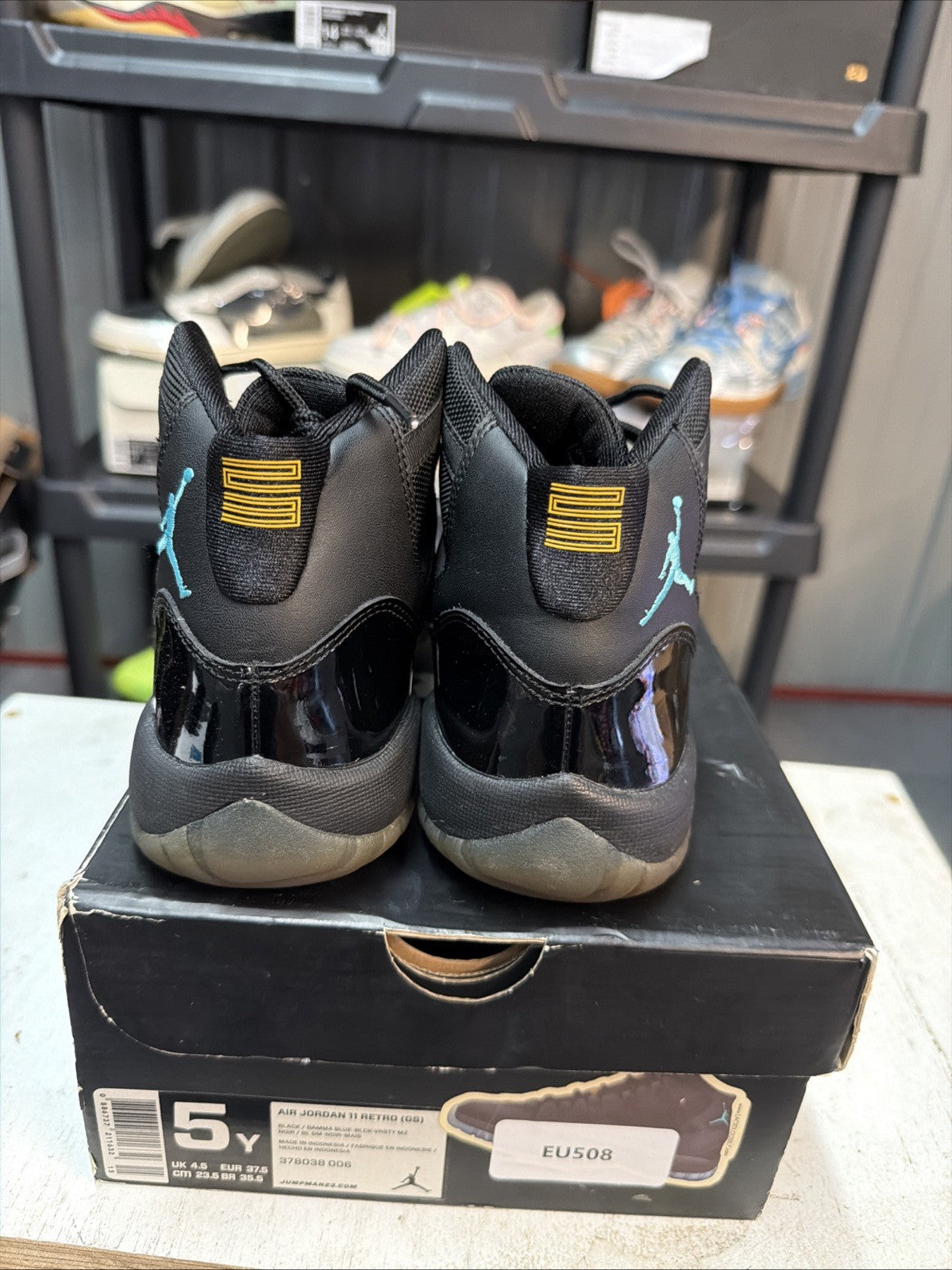 Air Jordan 11 Retro Gamma Blue Sneakers Black Patent Leather