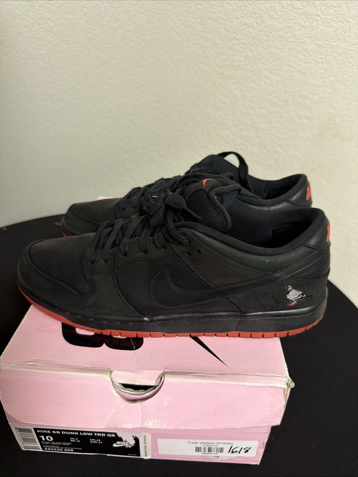 Nike SB Dunk Low TRD QS Staple Pigeon Black Sneakers 883232-008 Size 10 Men’s