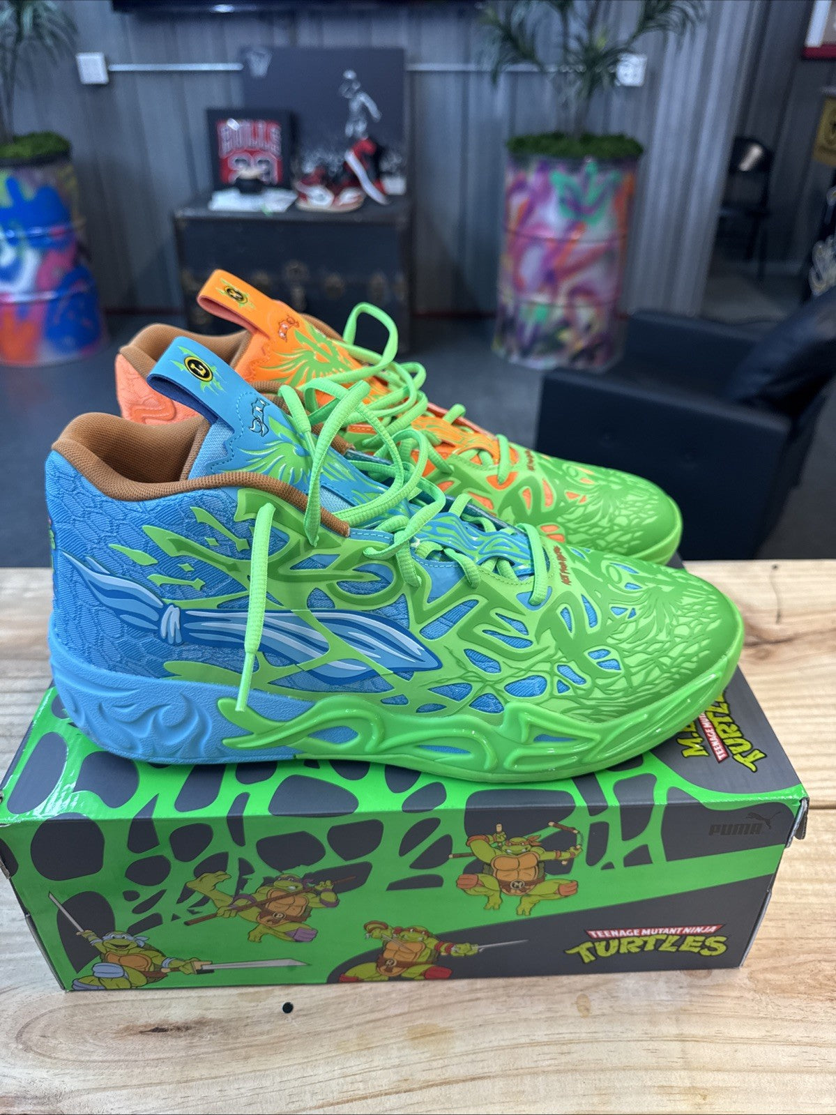 SIZE 14 - Puma Lamelo Ball MB 04 TMNT Leonardo & Michelangelo | Wore Once