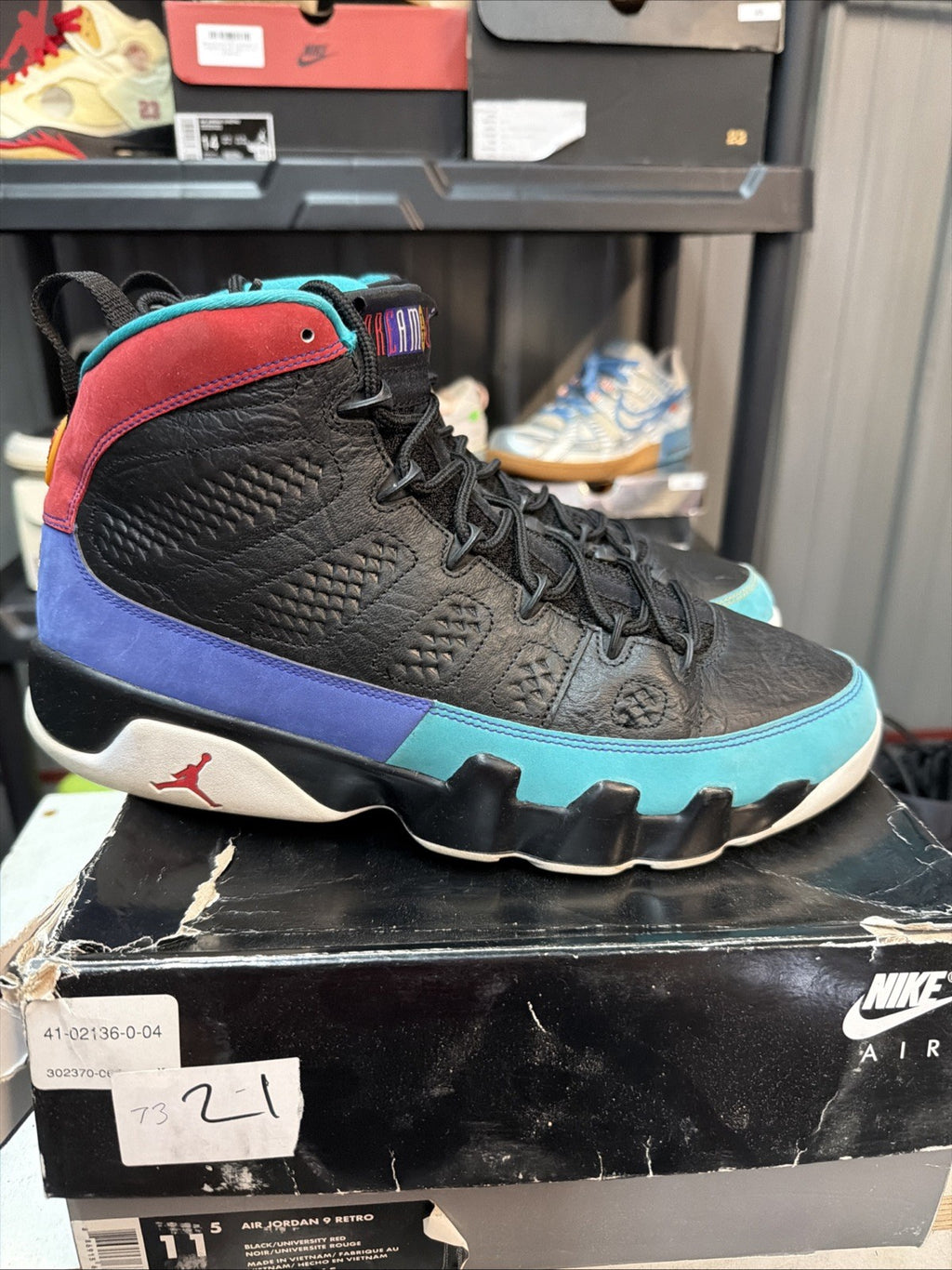 Size 11.5 - Jordan 9 Retro Dream It Do It Black University Gold Men's 302370-065