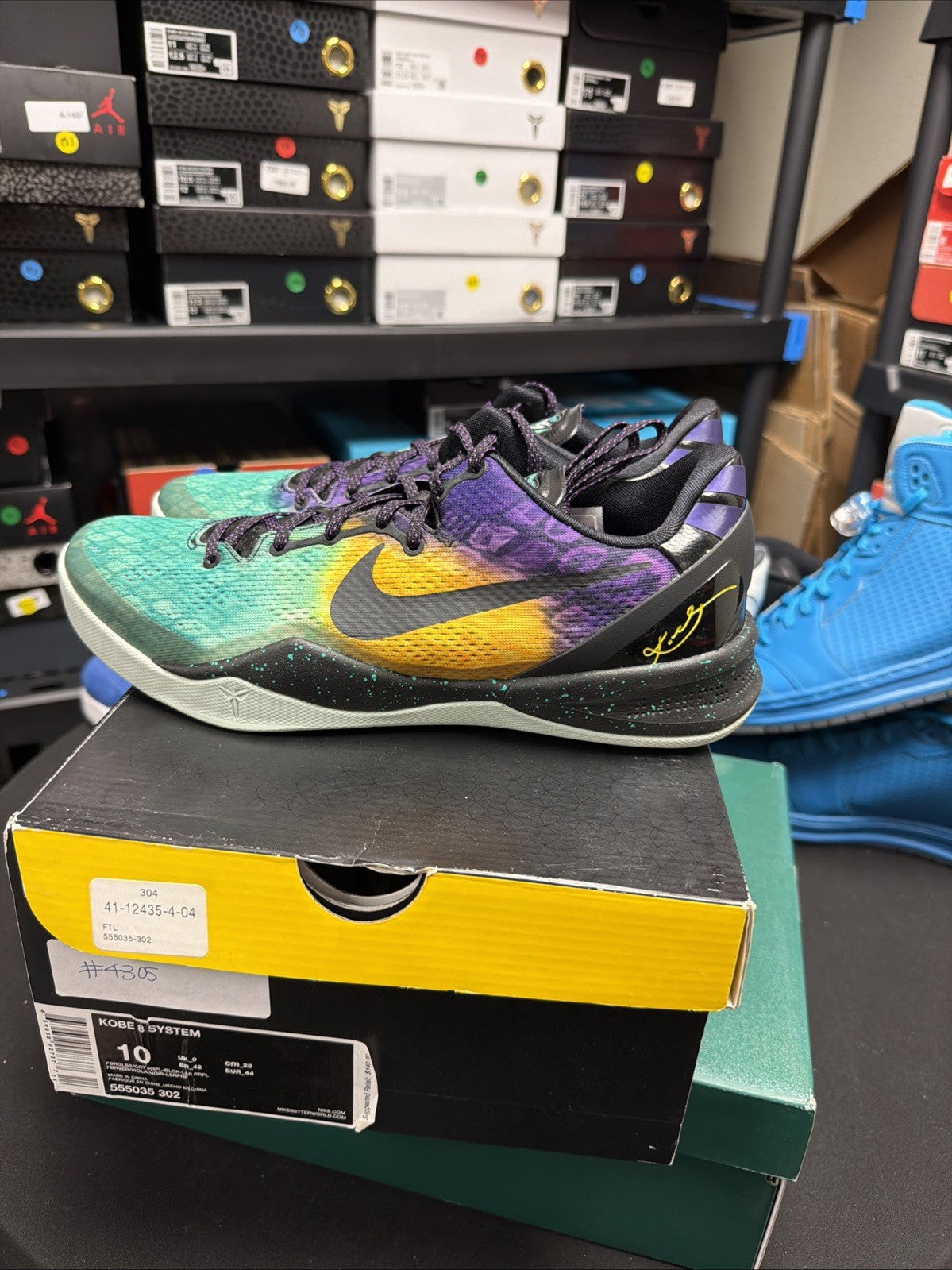 Nike Kobe 8 VIII System Easter Purple-Yellow-Teal Size 10 Sneakers 555035-302
