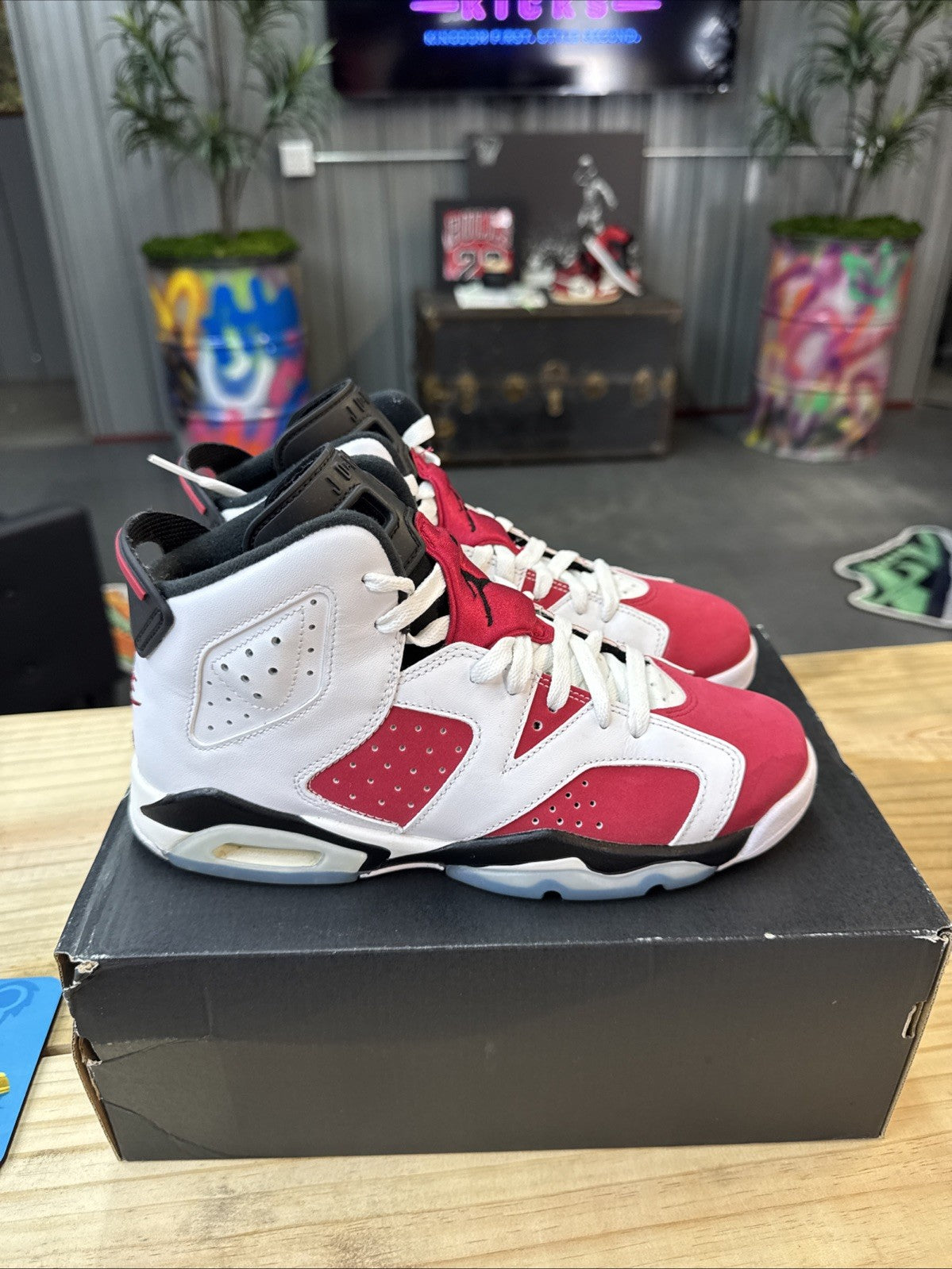 Size 7y - Nike Kids Jordan 6 Retro White Carmine Black