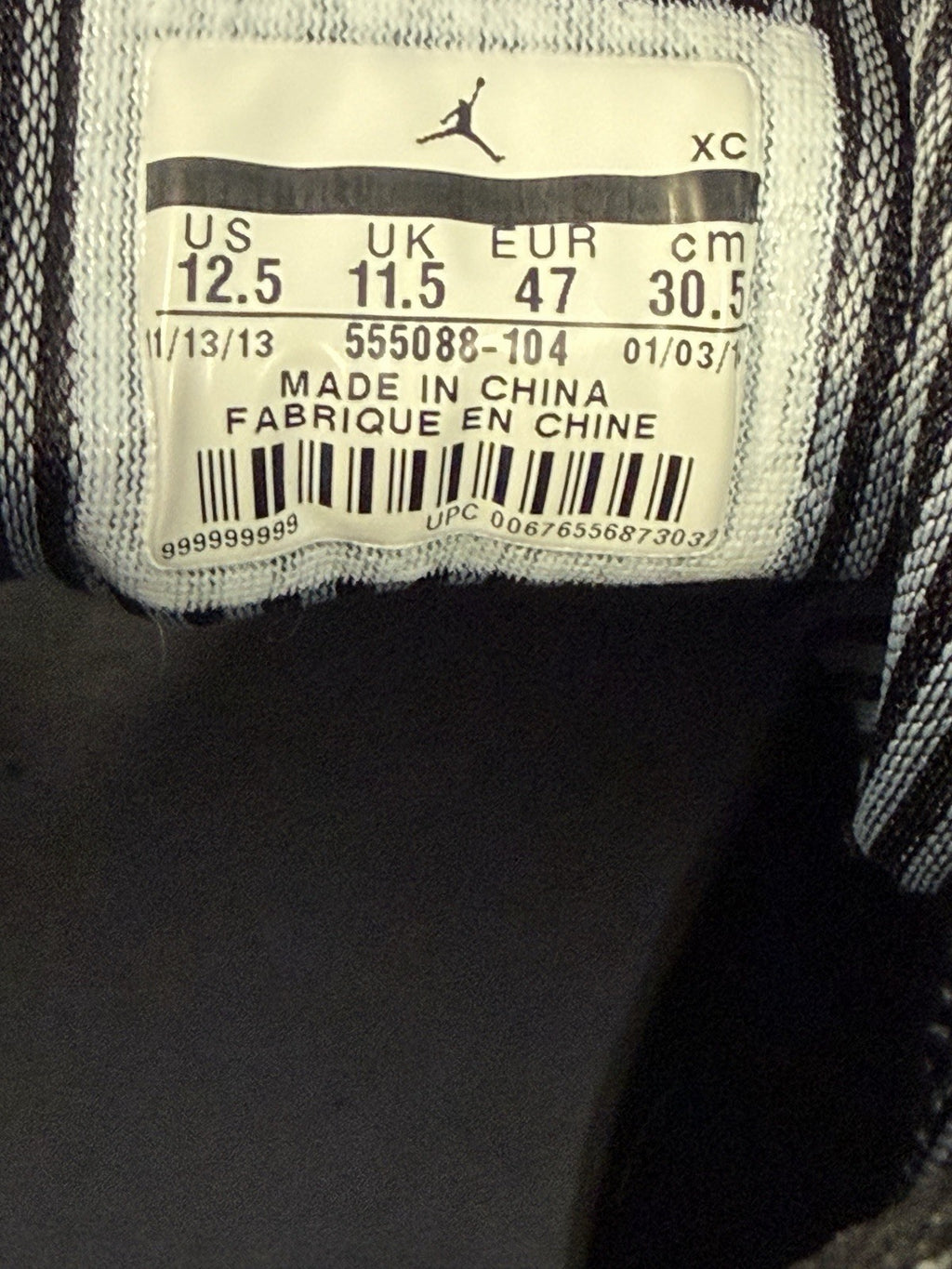 Nike Air Jordan 1 Retro High OG Barons Sample Size 12.5 Rare Promo 555088-104