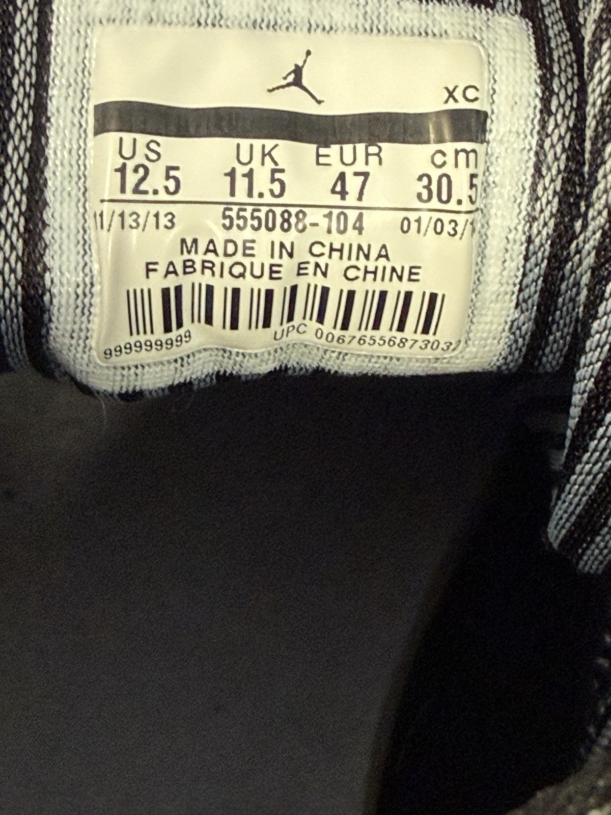 Nike Air Jordan 1 Retro High OG Barons Sample Size 12.5 Rare Promo 555088-104
