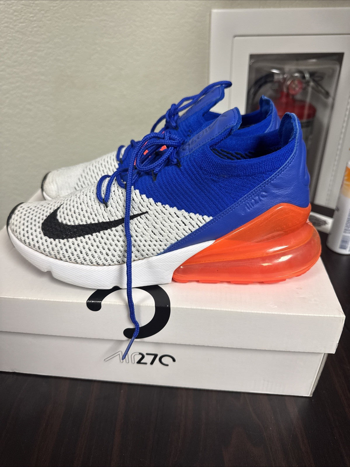 Nike Air Max 270 Flyknit “Racer Blue/Total Crimson Men Size 8