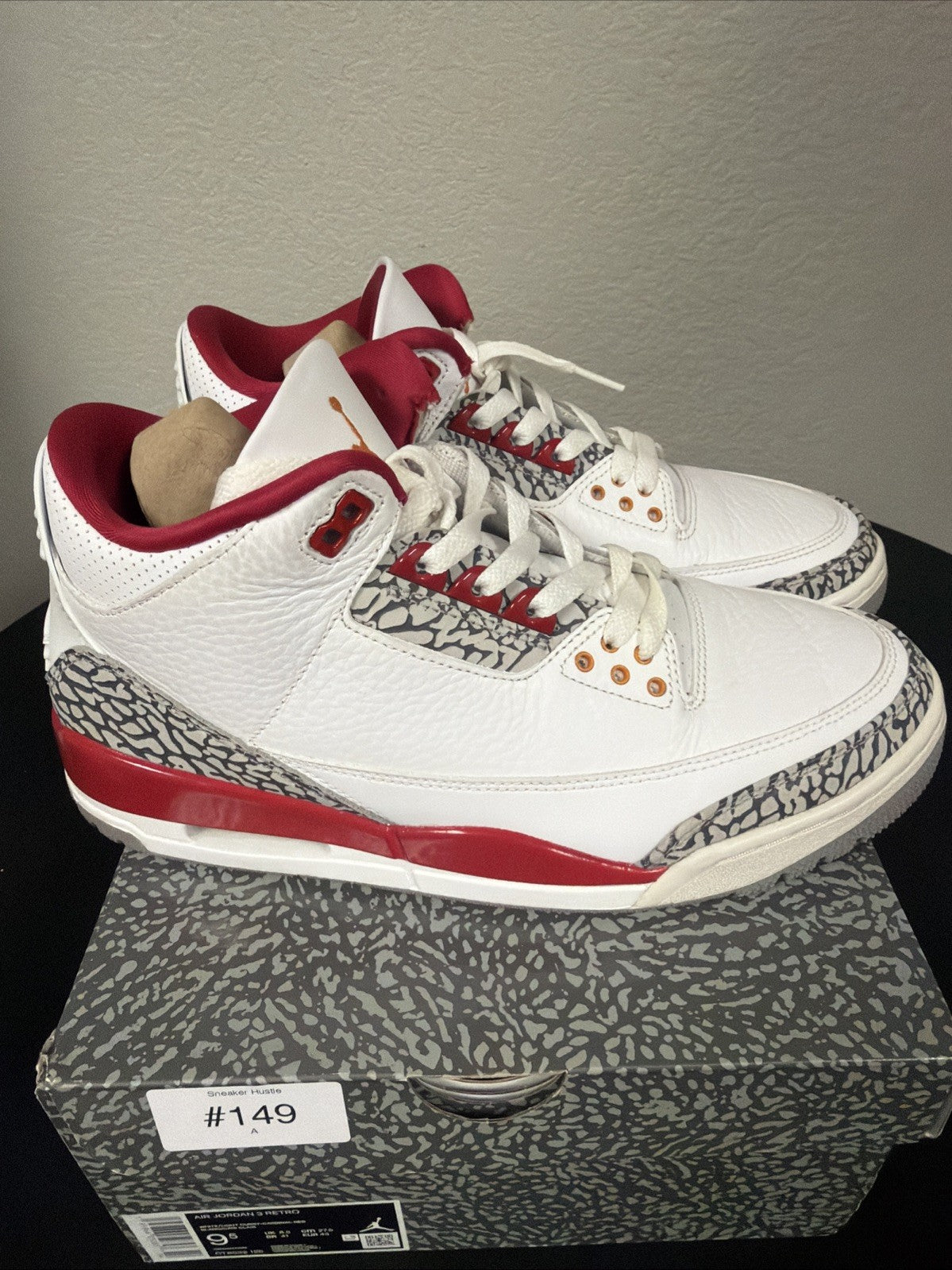 Nike Air Jordan 3 Retro Cardinal Red White Cement Grey CT8532-126 Men's Size 9.5