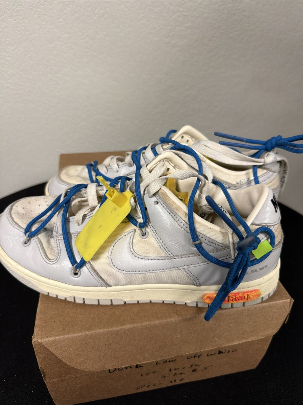 Nike x Off-White Dunk Low “Lot 10” Sail Grey Blue Size 8.5 Used Authentic