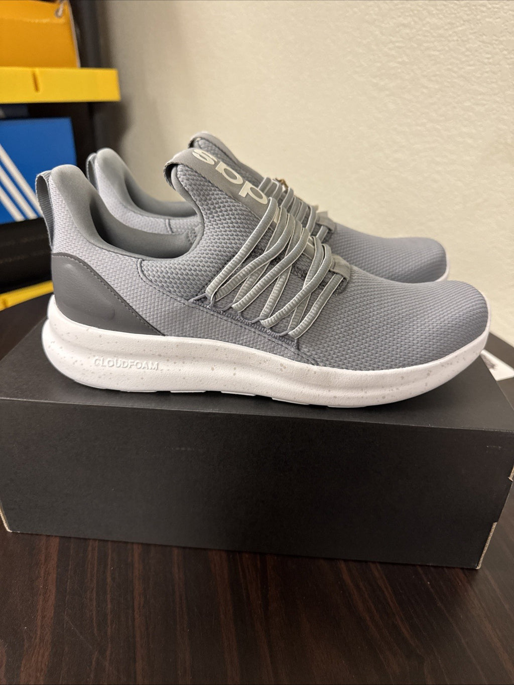 Size 10 - Adidas Mens Lite Racer Adapt 3.0 Gray Running Shoes Sneakers