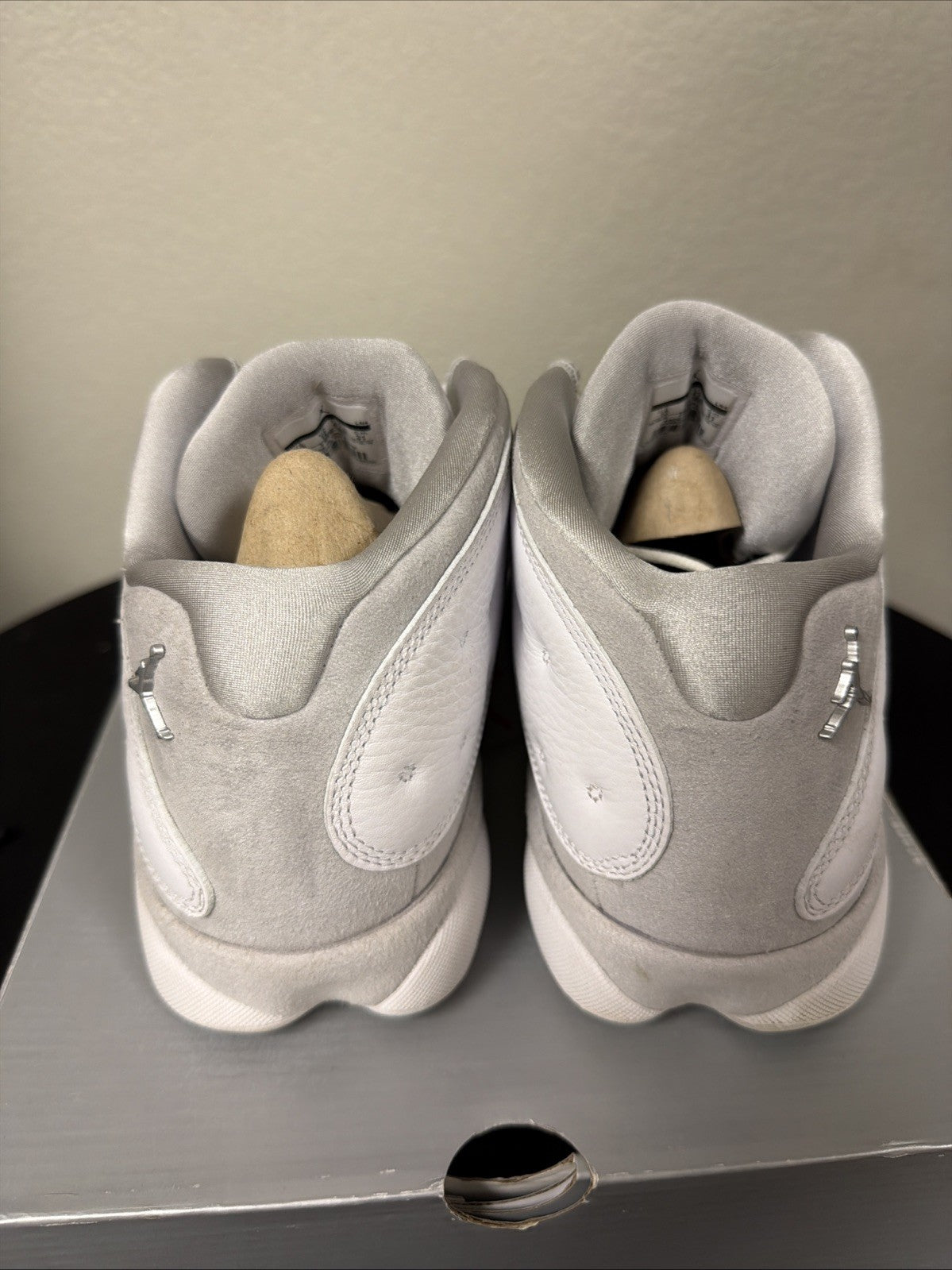 Men's 13 Air Jordan 13 Retro Low Pure Money White on Gray Silver Used Look New