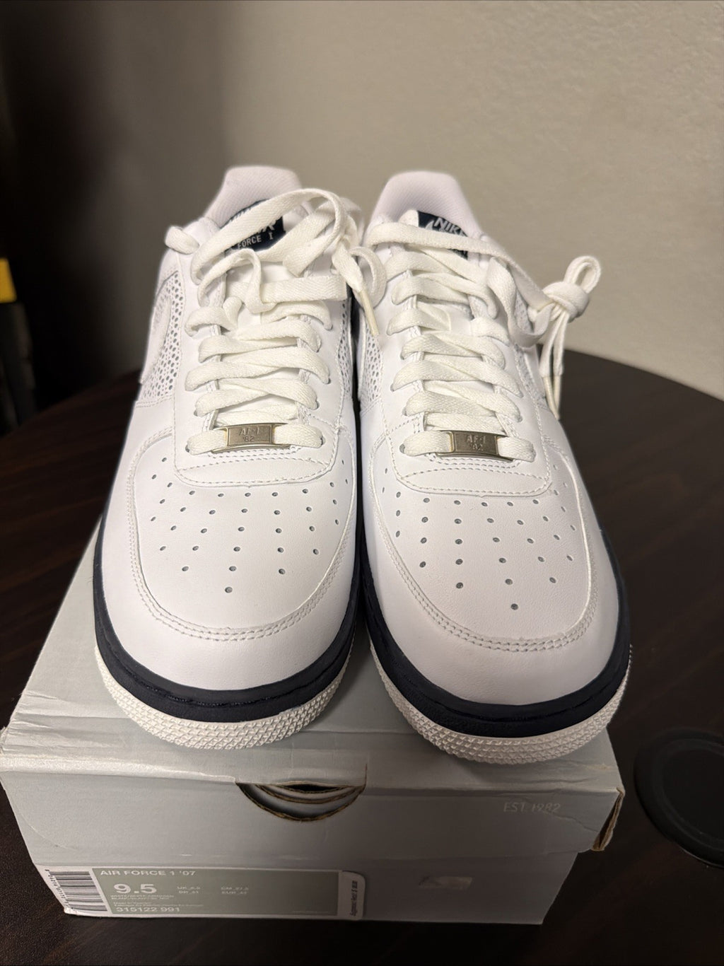 Nike Air Force 1 '07 'White Obsidian' White Navy Size 9.5 315122-991 2008