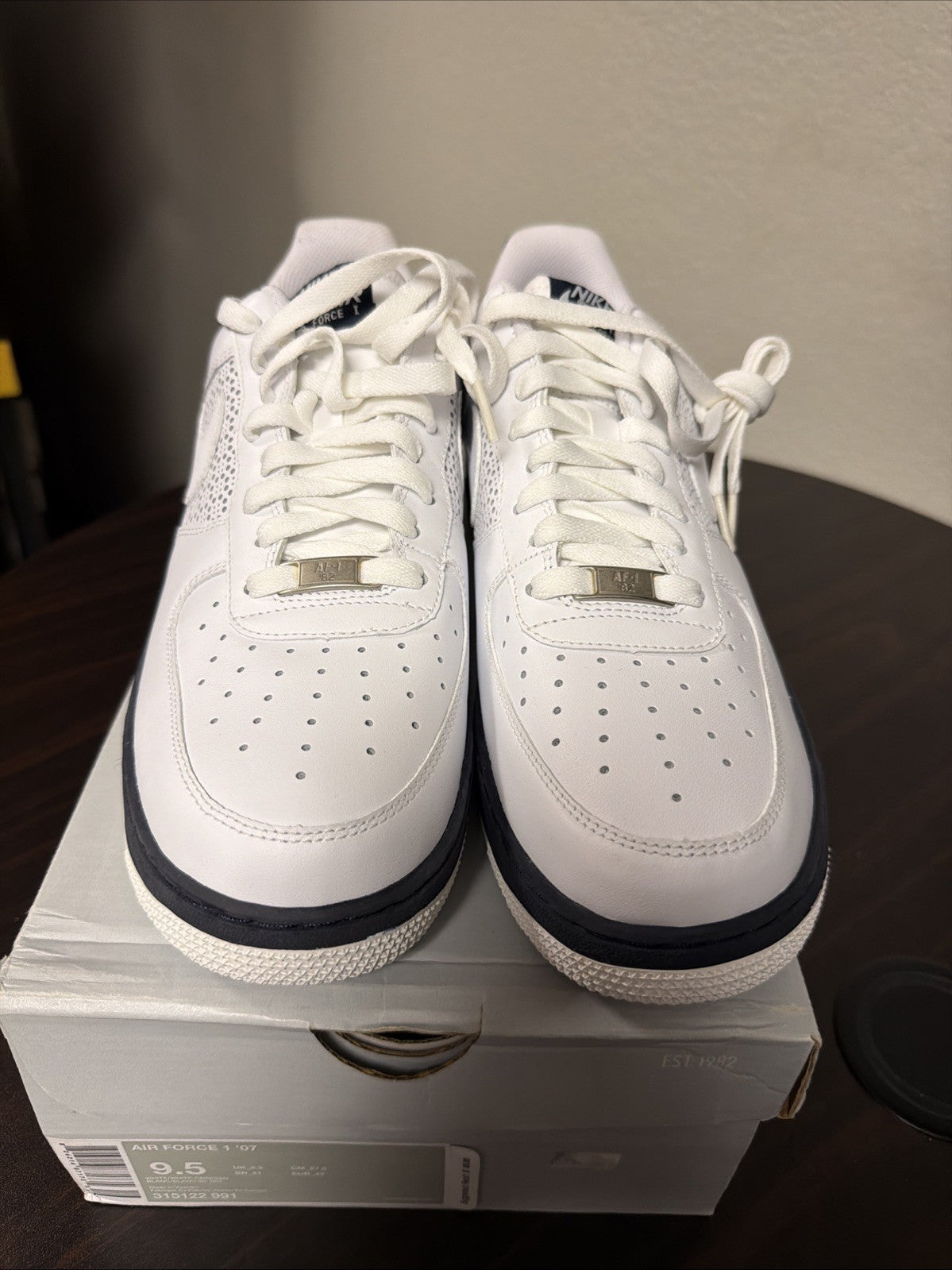 Nike Air Force 1 '07 'White Obsidian' White Navy Size 9.5 315122-991 2008