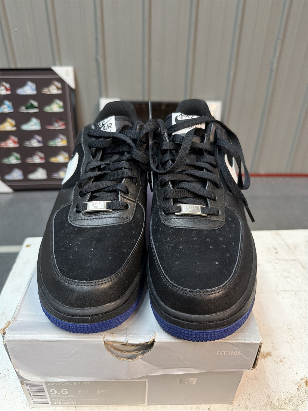 Nike Air Force 1 '07 Rare "Black Old Royal" (2008) Mens 9.5 EUC