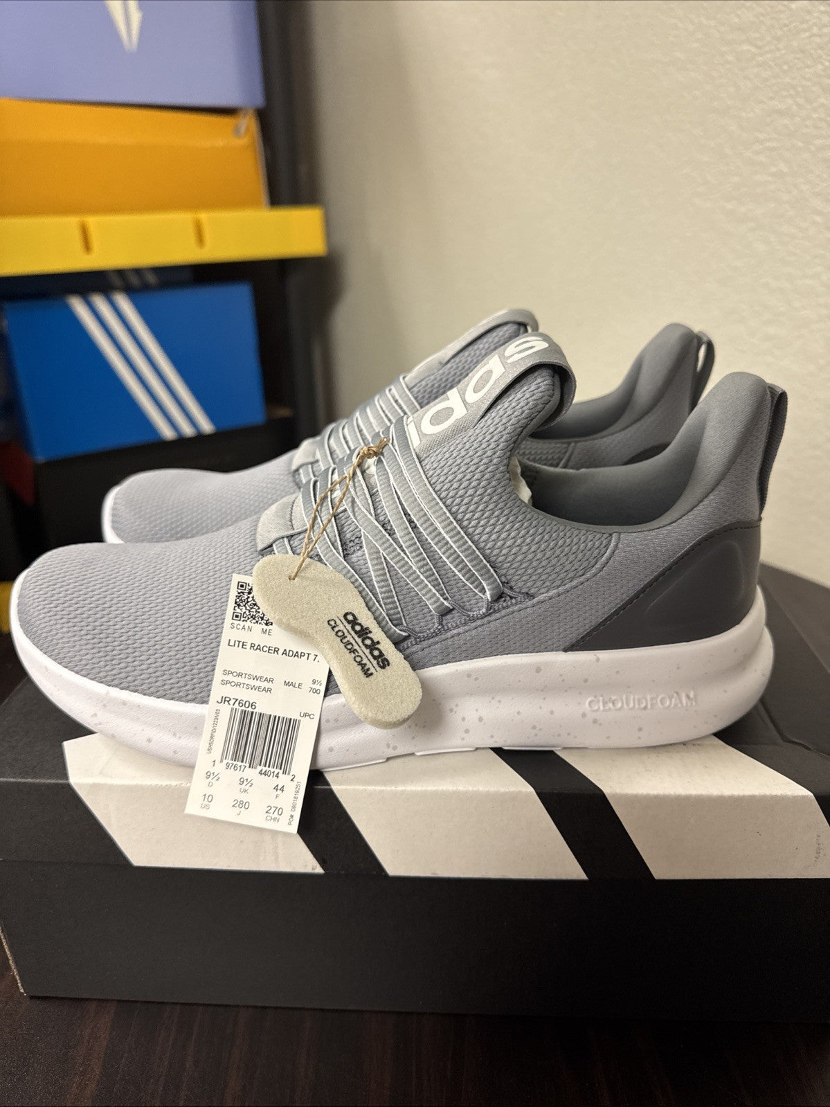 Size 10 - Adidas Mens Lite Racer Adapt 3.0 Gray Running Shoes Sneakers