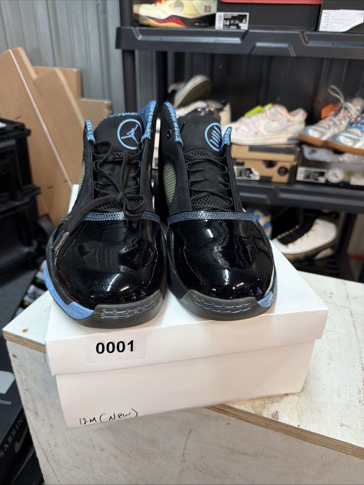Air Jordan 2010 Black Uni Blue Leather Athletic Shoes Size 12 Men's 387358-003