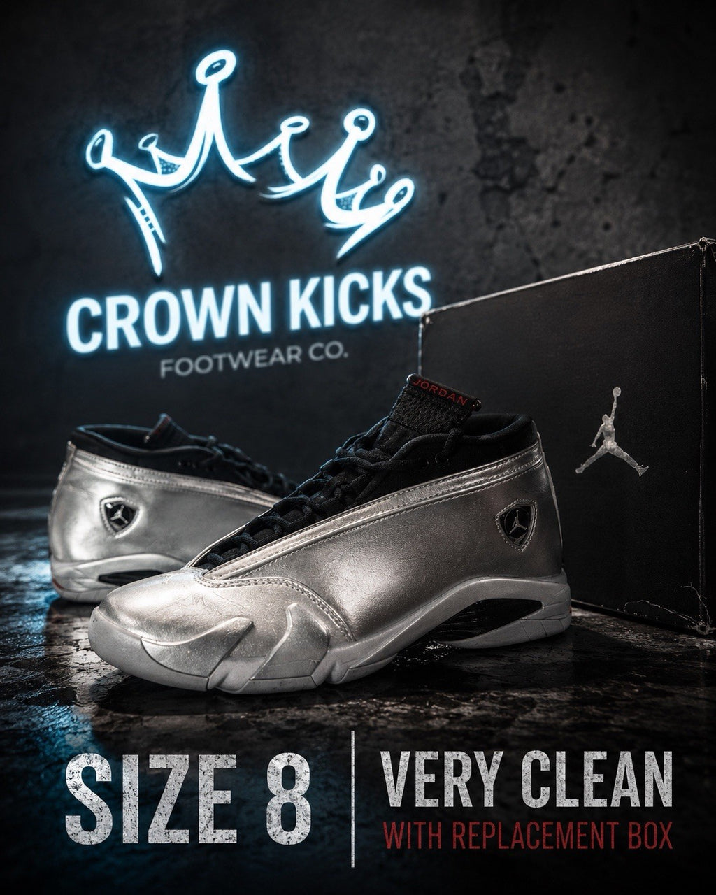 Size 8 - Air Jordan 14 Retro Low Metallic Silver W