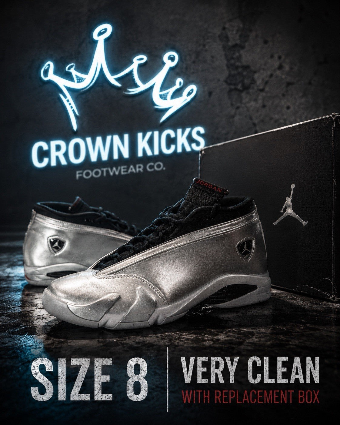 Size 8 - Air Jordan 14 Retro Low Metallic Silver W
