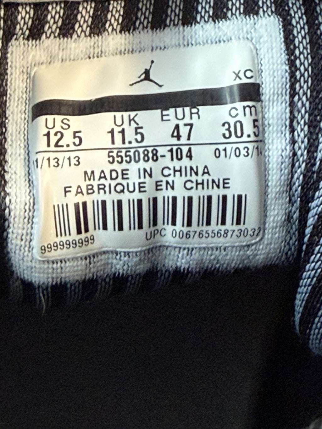Jordan 1 Retro High OG Barons Mens 12.5 White Black Shoes Sneakers SAMPLE. RARE