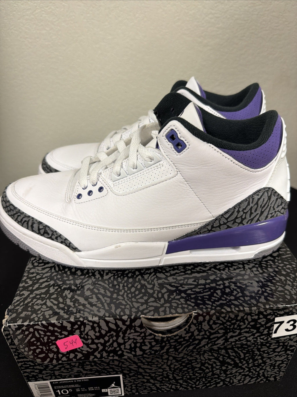 Air Jordan 3 Retro Dark Iris White Black Purple Men's Size 10.5 CT8532-105