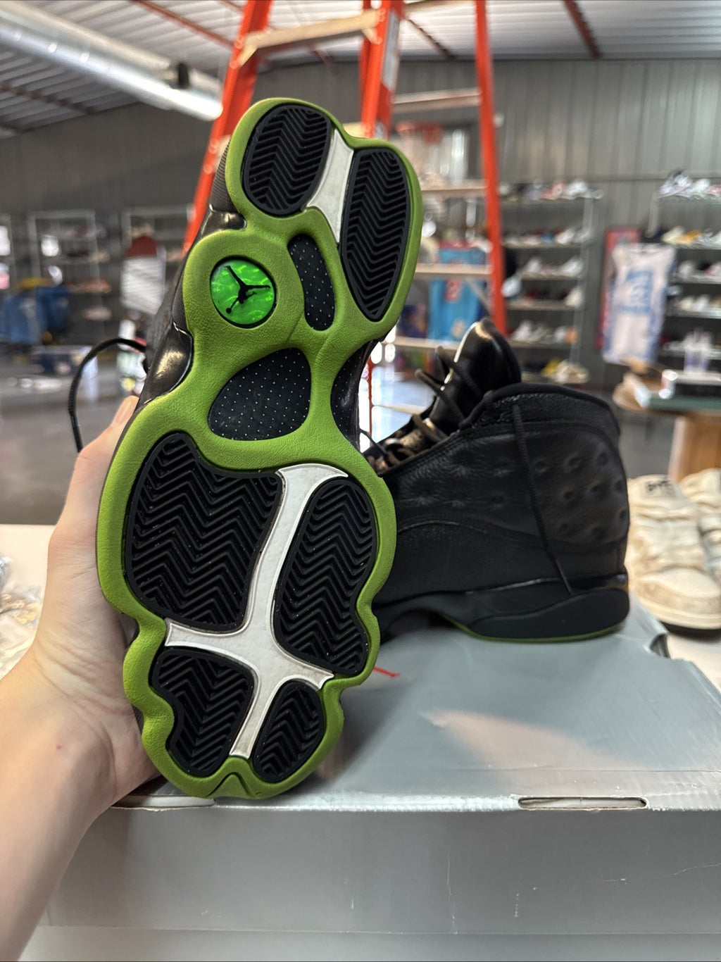 Size 9.5 - Air Jordan 13 Retro Black Altitude Green